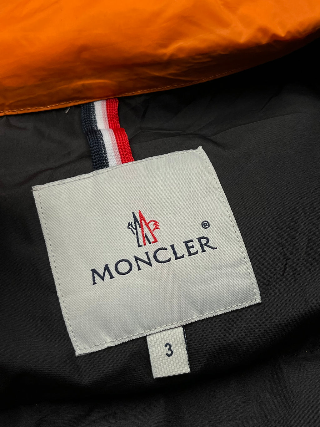 Moncler French Flag Down Filled Orange Puffer Vest - M