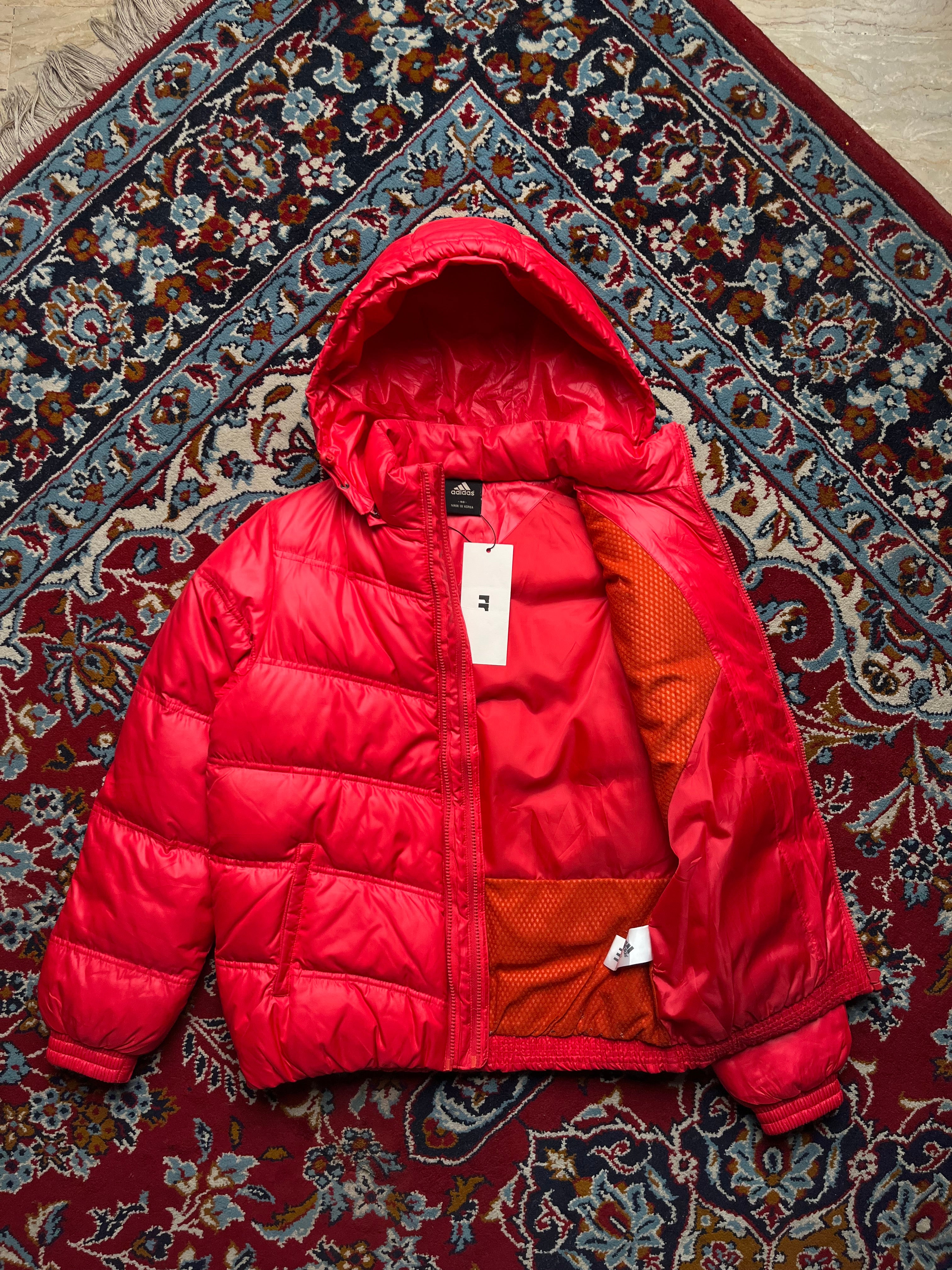 Adidas Vintage WOMEN Red Hooded Puffer Jacket - M