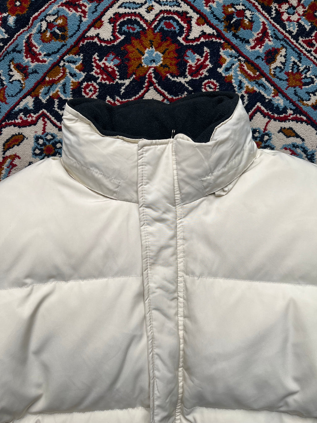 Polo Ralph Lauren Vintage Cream White Fleece Lined Hooded Puffer Jacket - XL