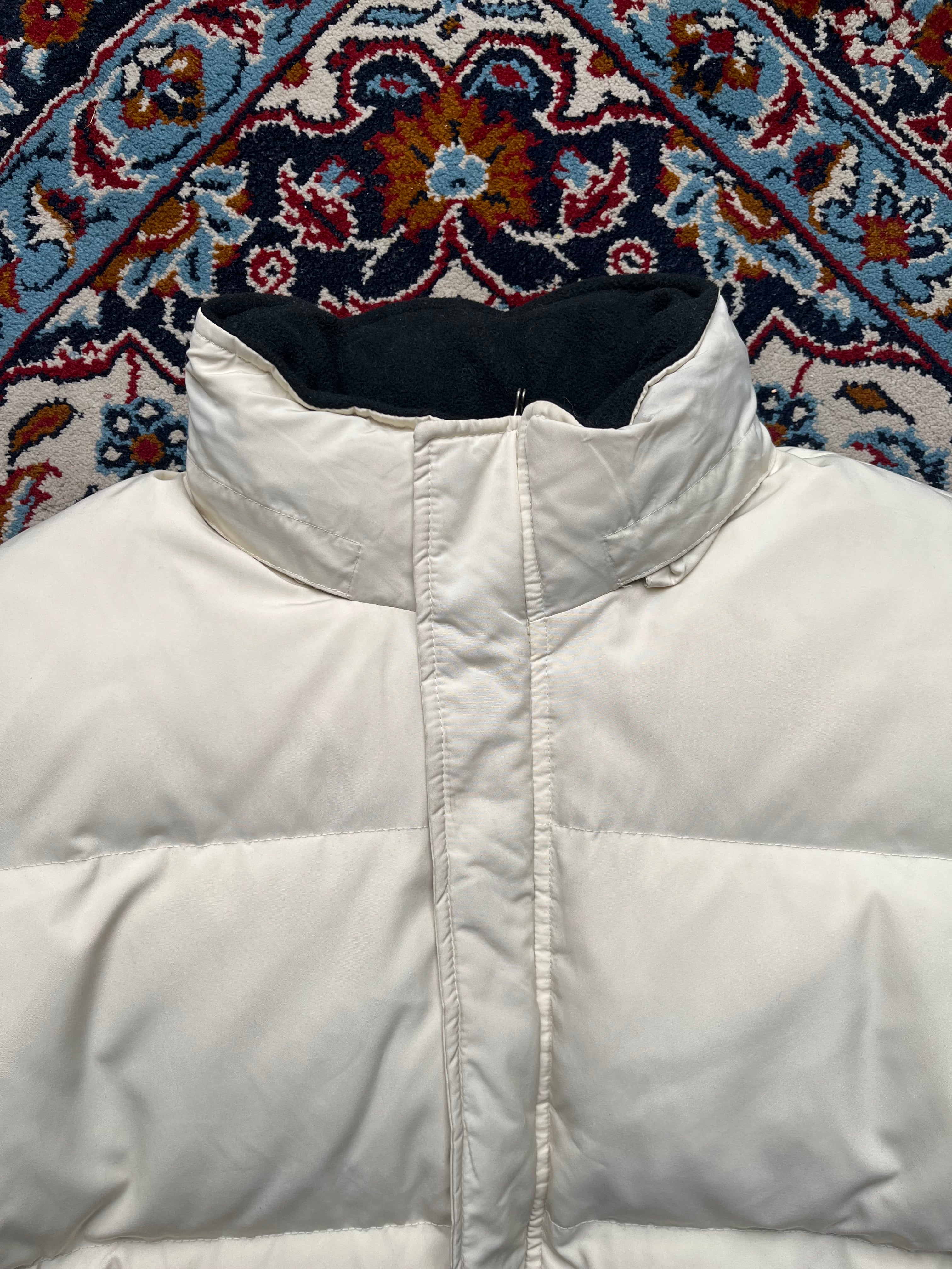 Polo Ralph Lauren Vintage Cream White Fleece Lined Hooded Puffer Jacket - XL