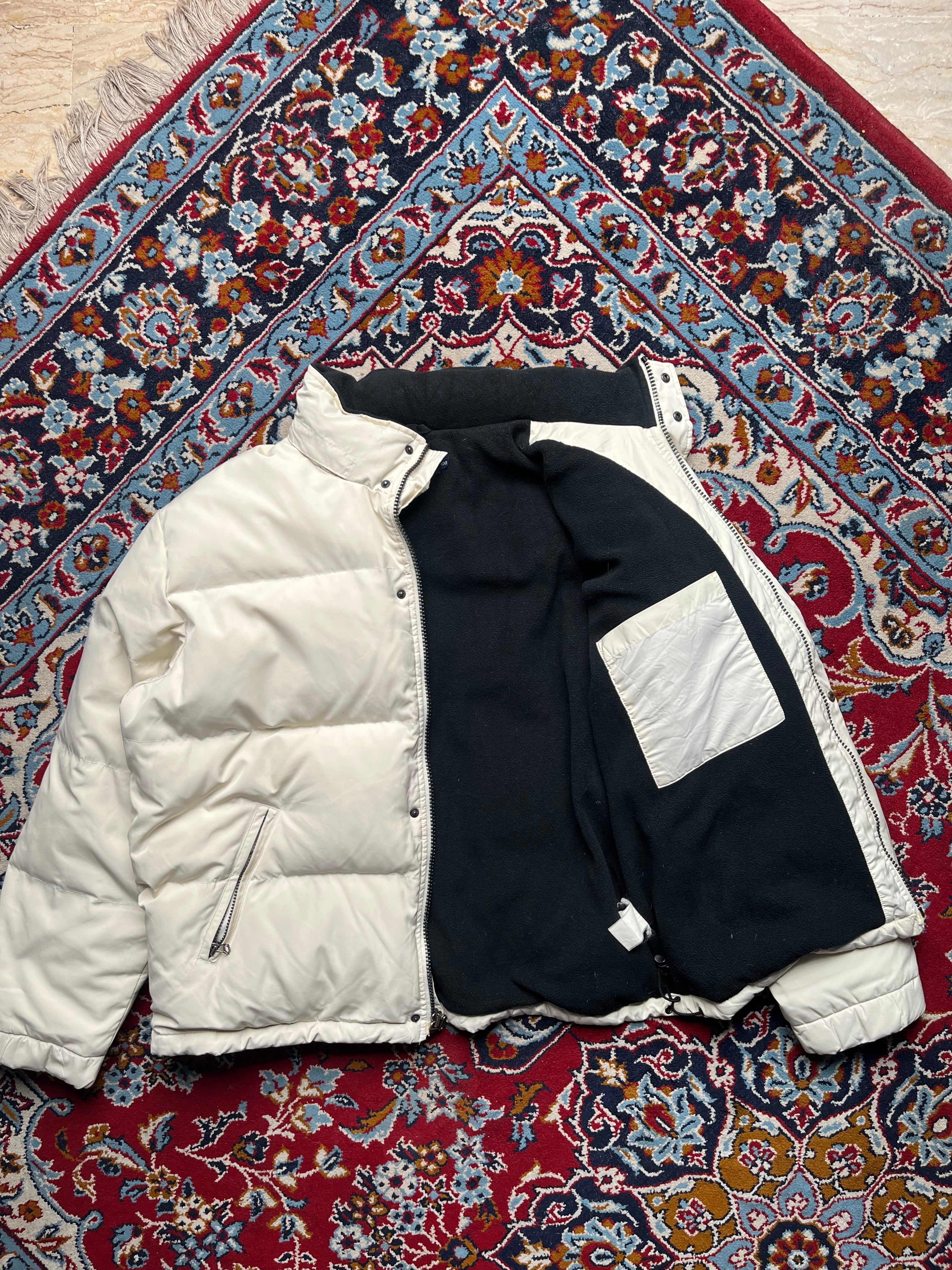 Polo Ralph Lauren Vintage Cream White Fleece Lined Hooded Puffer Jacket - XL