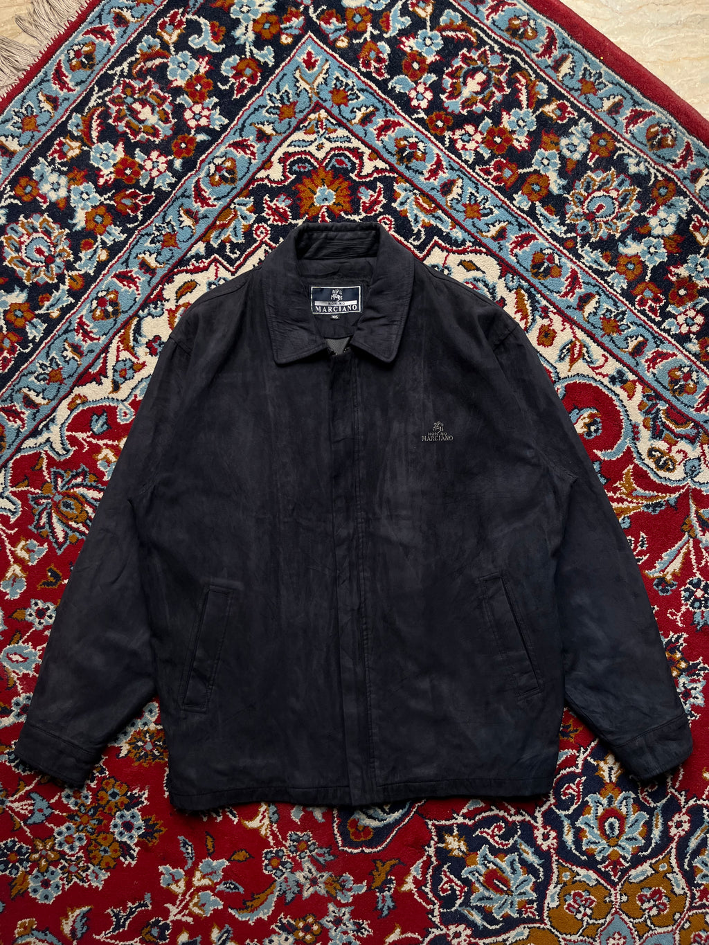 Vintage Non-No Marciano BLACK Faux Suede Harrington Jacket - M