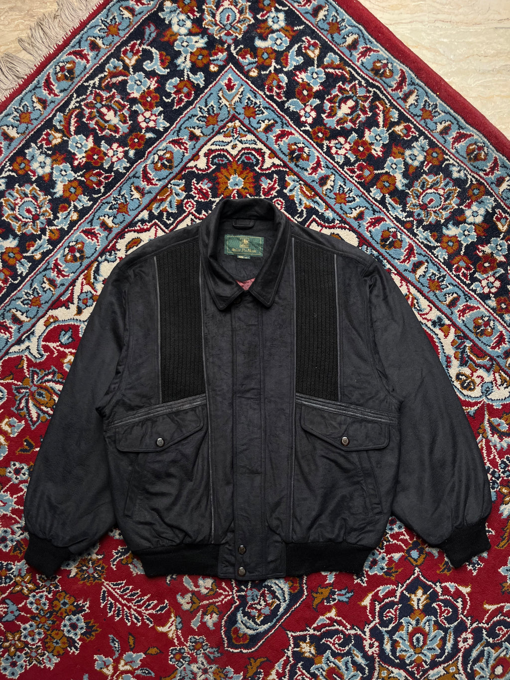 Atelier Pie Monte Vintage Black Suede Knit Bomber JACKET - M