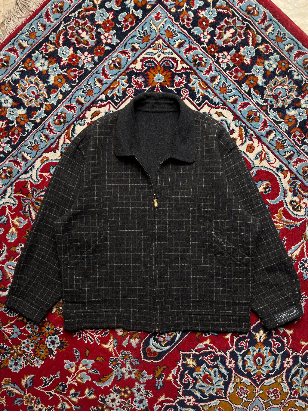 WINDY CLUB Vintage Reversible Grid Check Wool Blend JACKET - M