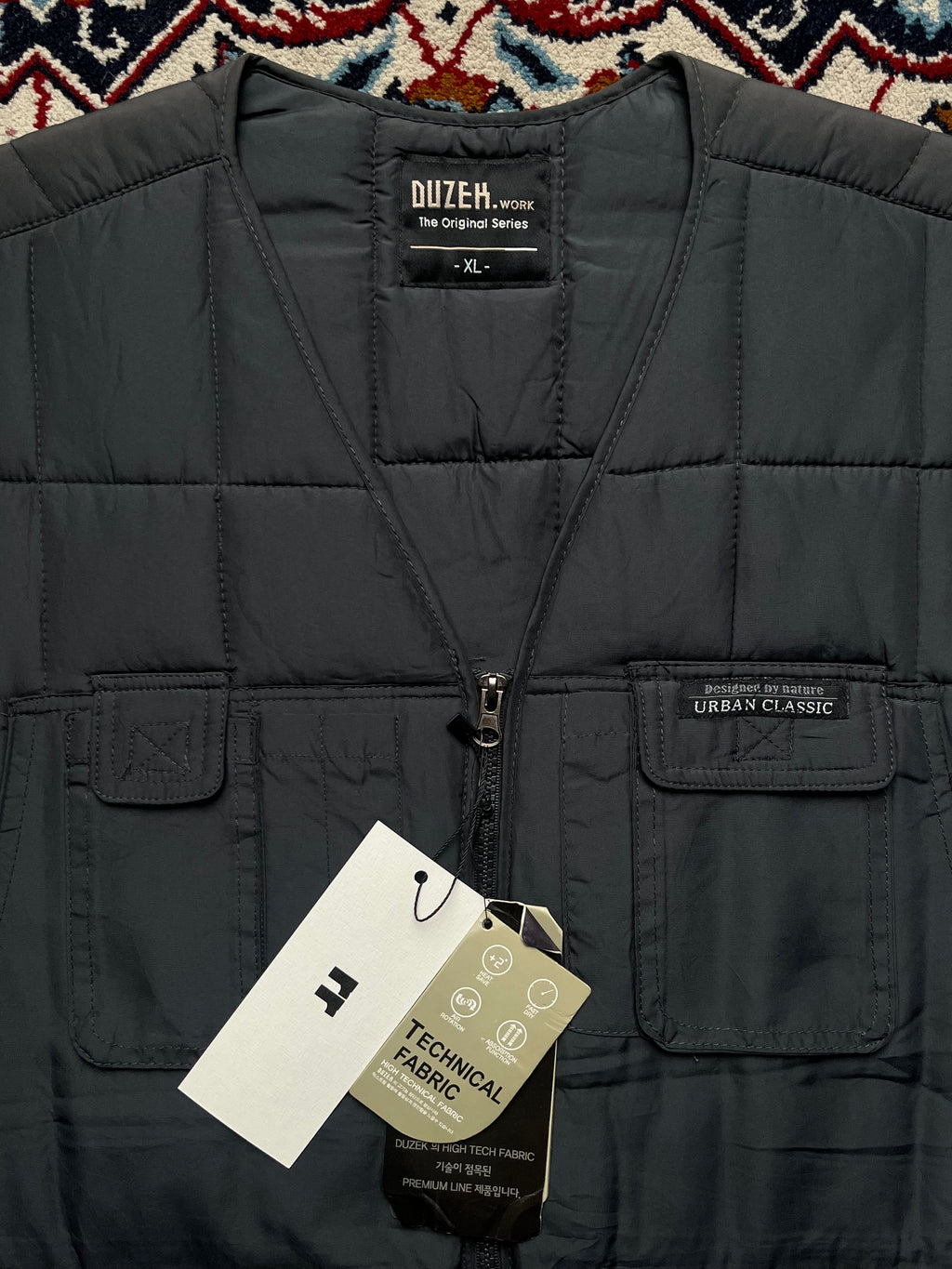 DUZEH Work Urban Classic Quilted Multi-Pocket Utility Fishing VEST - L
