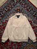 Stussy Sport Big Logo Snap Button Off White Cream Varsity Jacket - XL