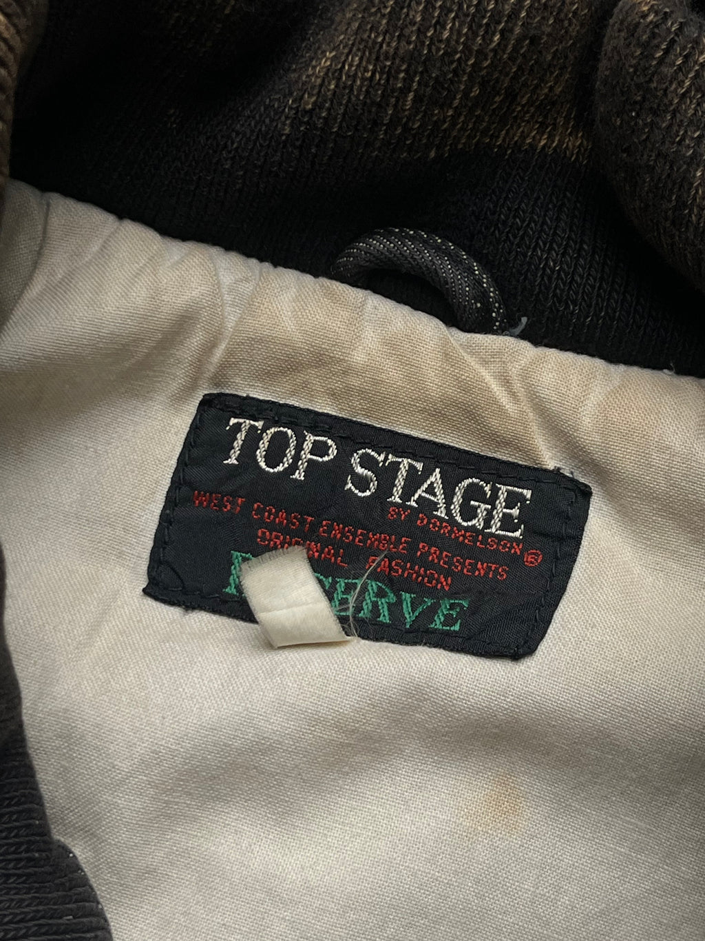 Top Stage Vintage Acid WashED Black Heavyweight Denim Bomber Jacket - M