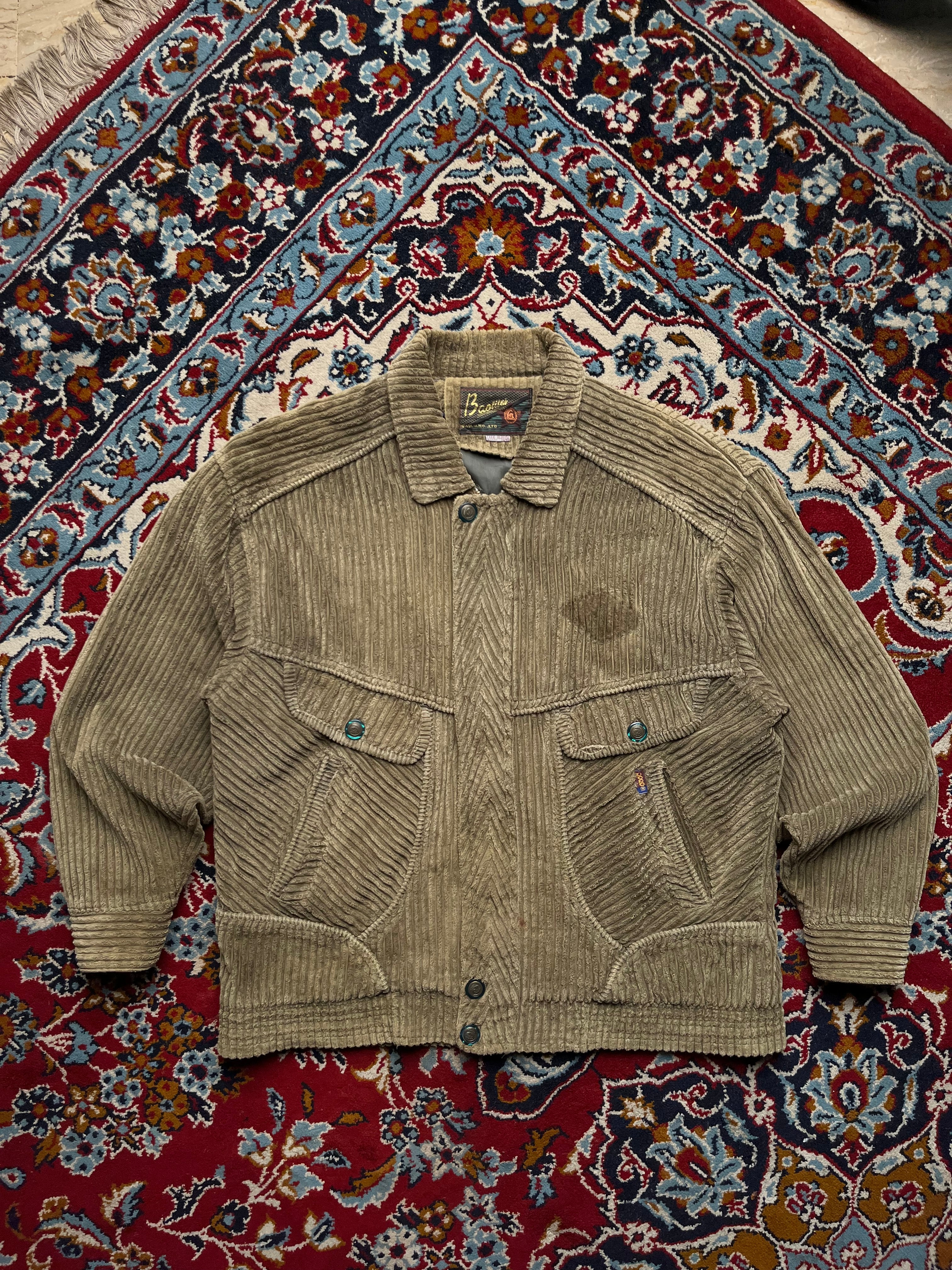 Baolitai Vintage Tan Beige Chunky Corduroy Ribbed Jacket - M