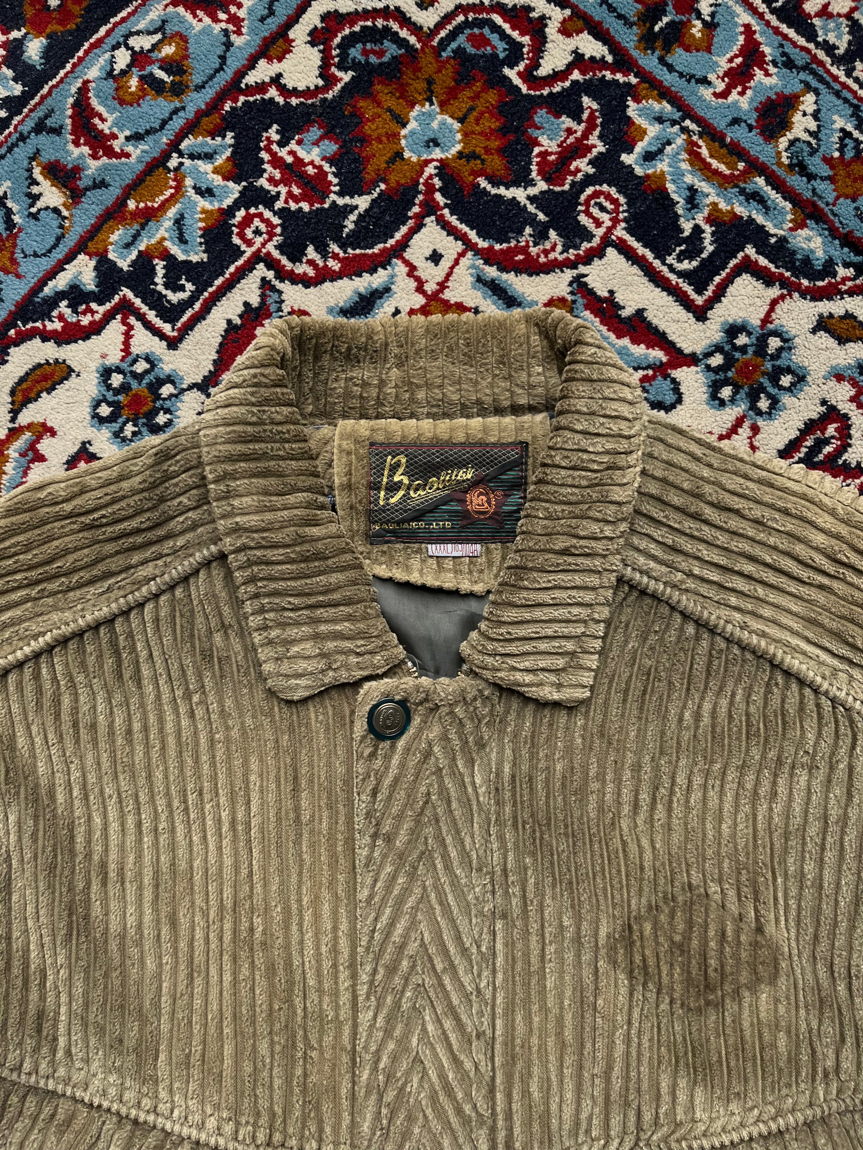 Baolitai Vintage Tan Beige Chunky Corduroy Ribbed Jacket - M