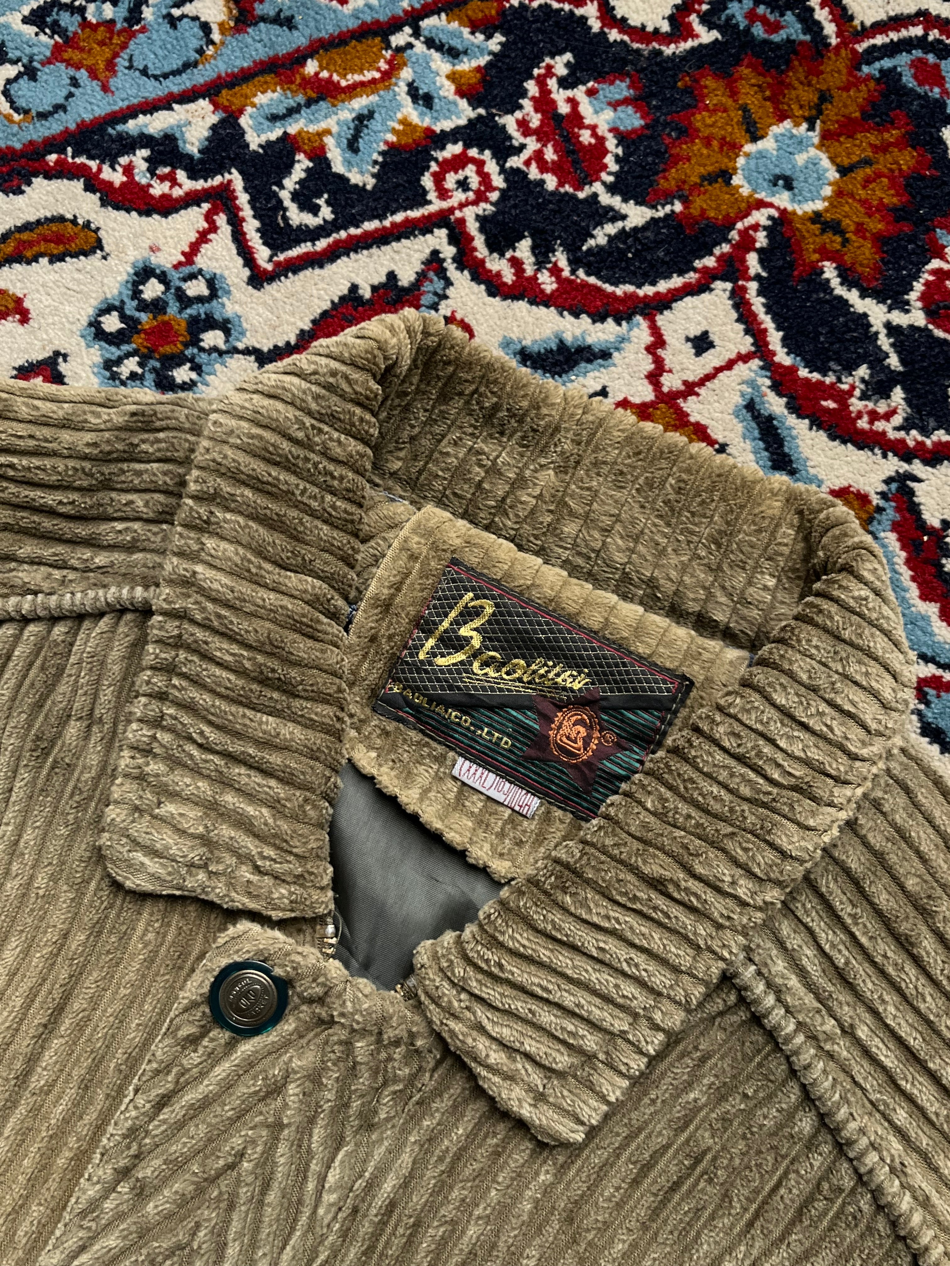 Baolitai Vintage Tan Beige Chunky Corduroy Ribbed Jacket - M