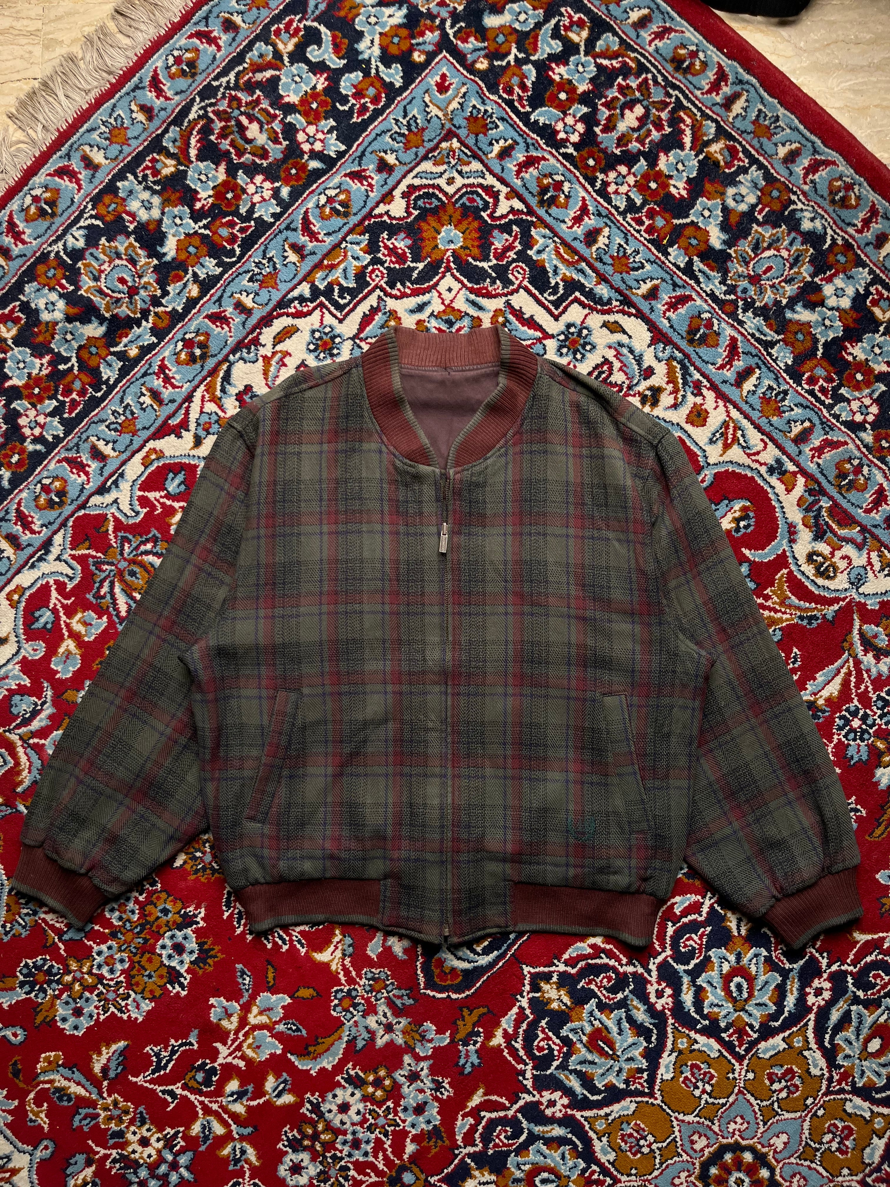 Vintage Weekend Reversible Plaid Suede Harrington Bomber Jacket - L