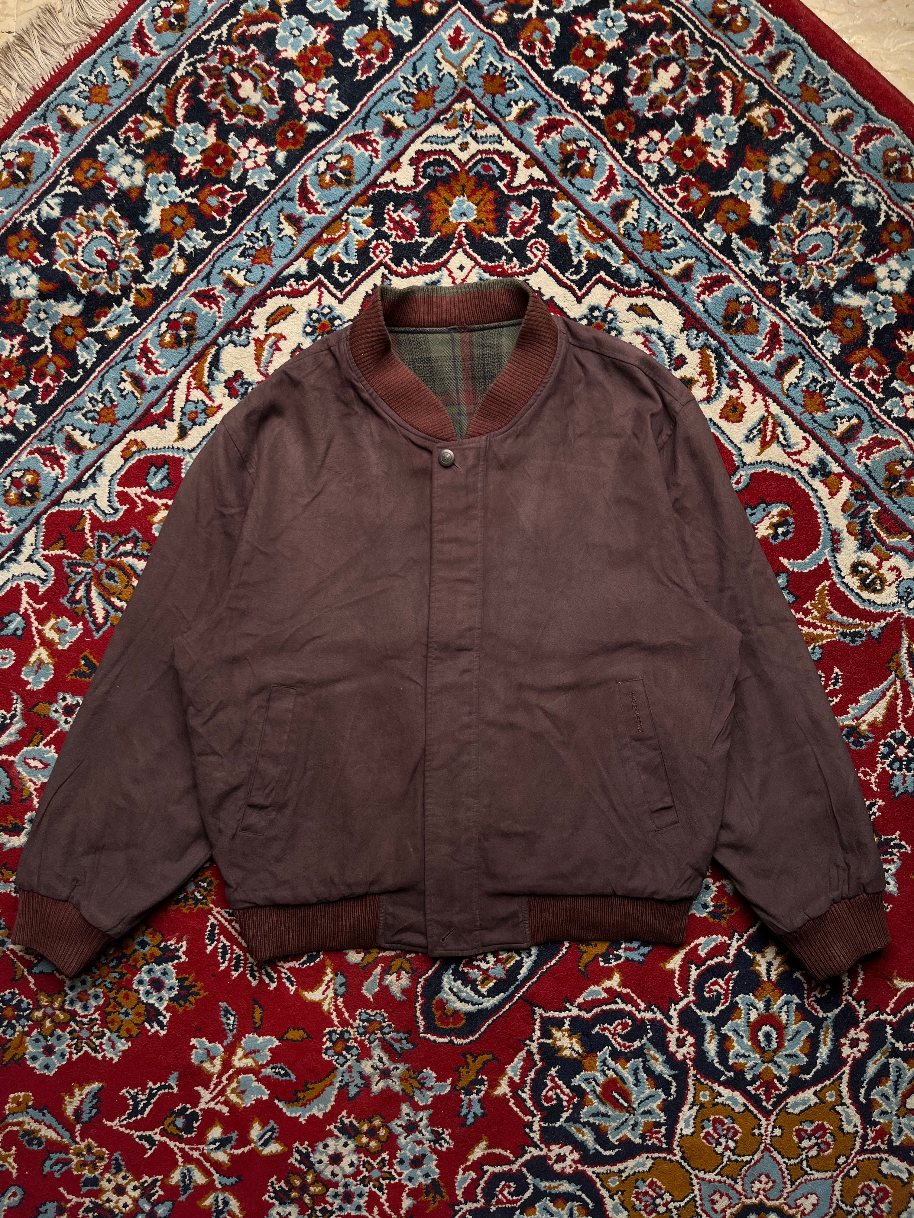 Vintage Weekend Reversible Plaid Suede Harrington Bomber Jacket - L
