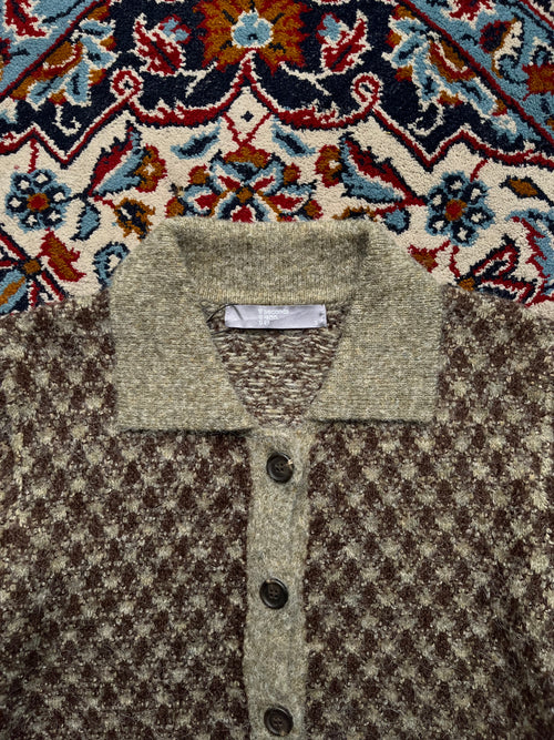 8 Seconds Women Brown Patterned Collared Knit CARDIGAN SWEATER - M