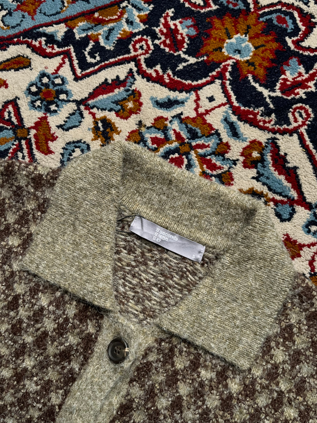 8 Seconds Women Brown Patterned Collared Knit CARDIGAN SWEATER - M