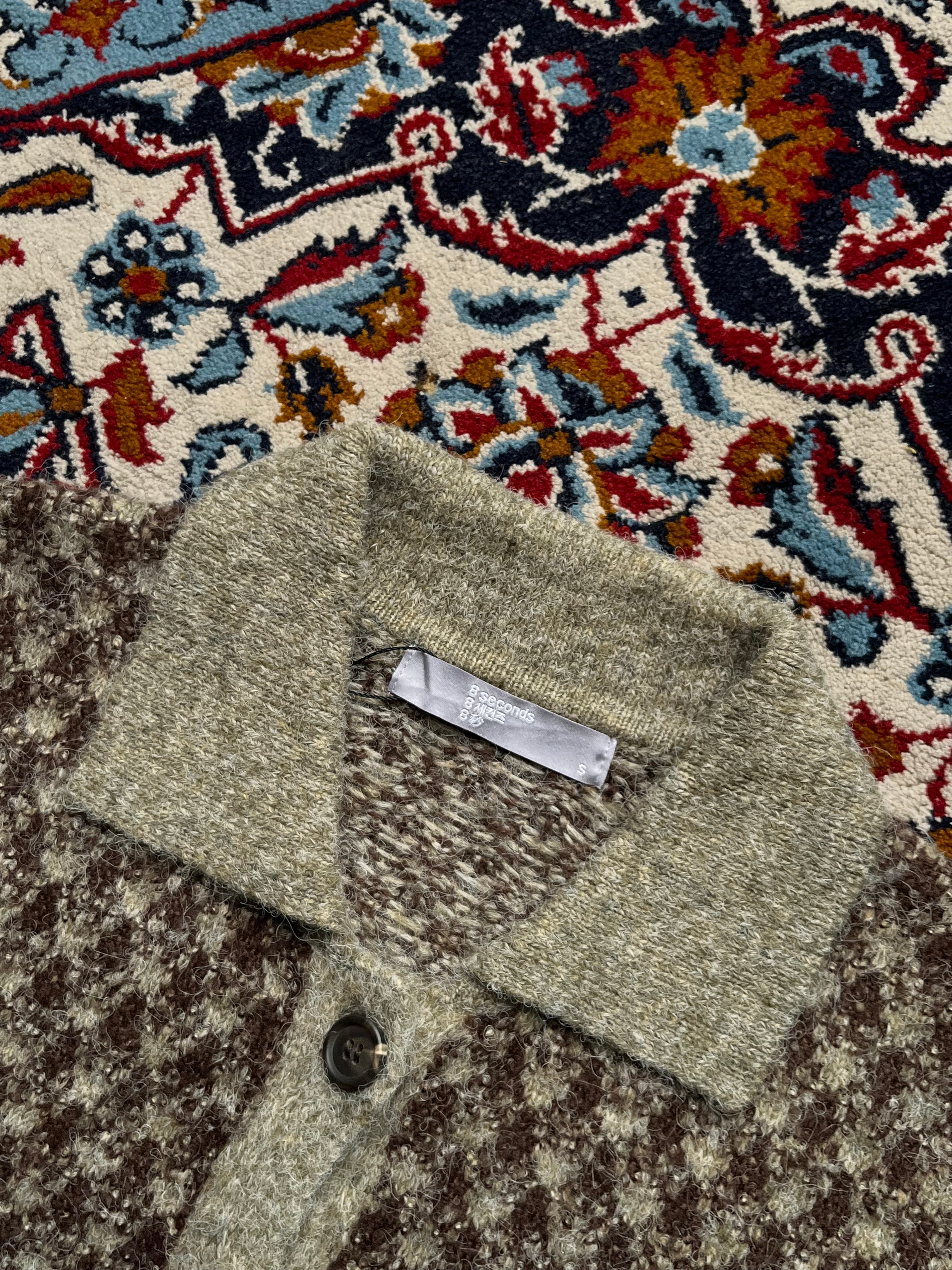 8 Seconds Women Brown Patterned Collared Knit CARDIGAN SWEATER - M