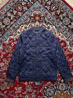Polo Ralph Lauren Navy Blue Quilted Snap Front Bomber JACKET - M