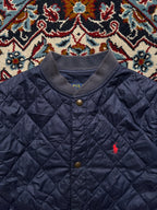 Polo Ralph Lauren Navy Blue Quilted Snap Front Bomber JACKET - M