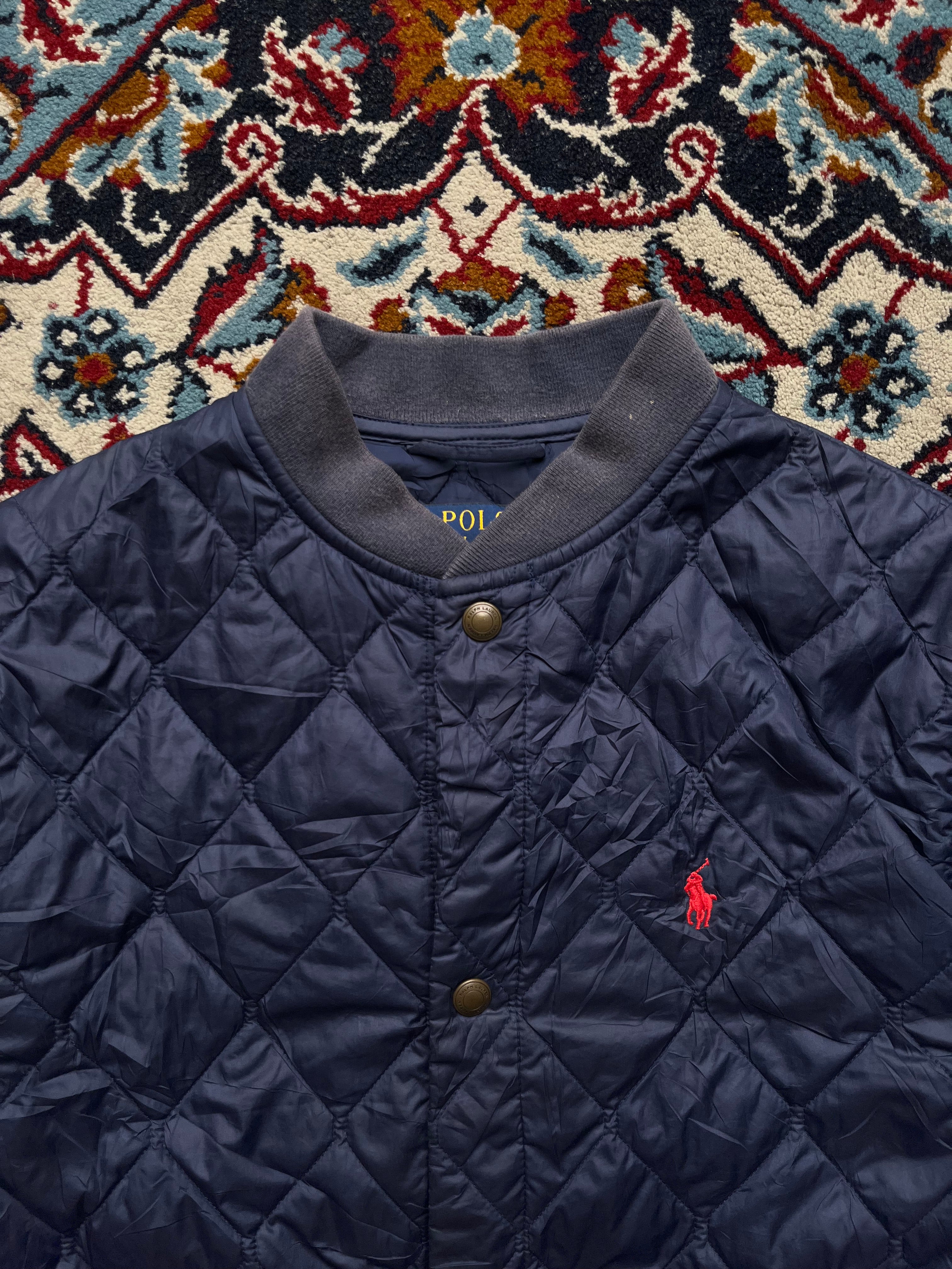 Polo Ralph Lauren Navy Blue Quilted Snap Front Bomber JACKET - M