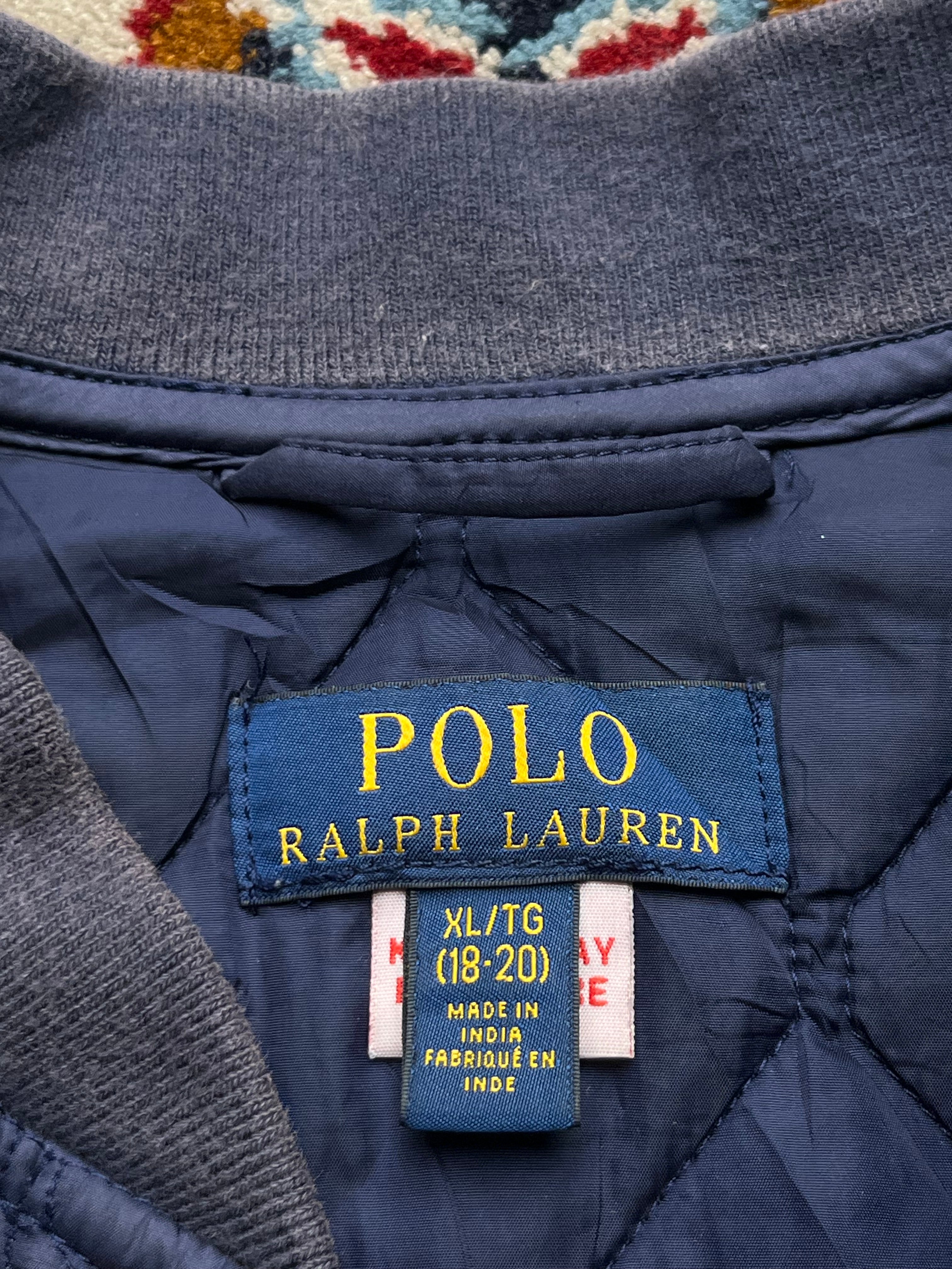 Polo Ralph Lauren Navy Blue Quilted Snap Front Bomber JACKET - M