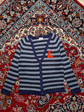 LACOSTE Women Striped Button V-Neck Knit Cardigan Sweater - M