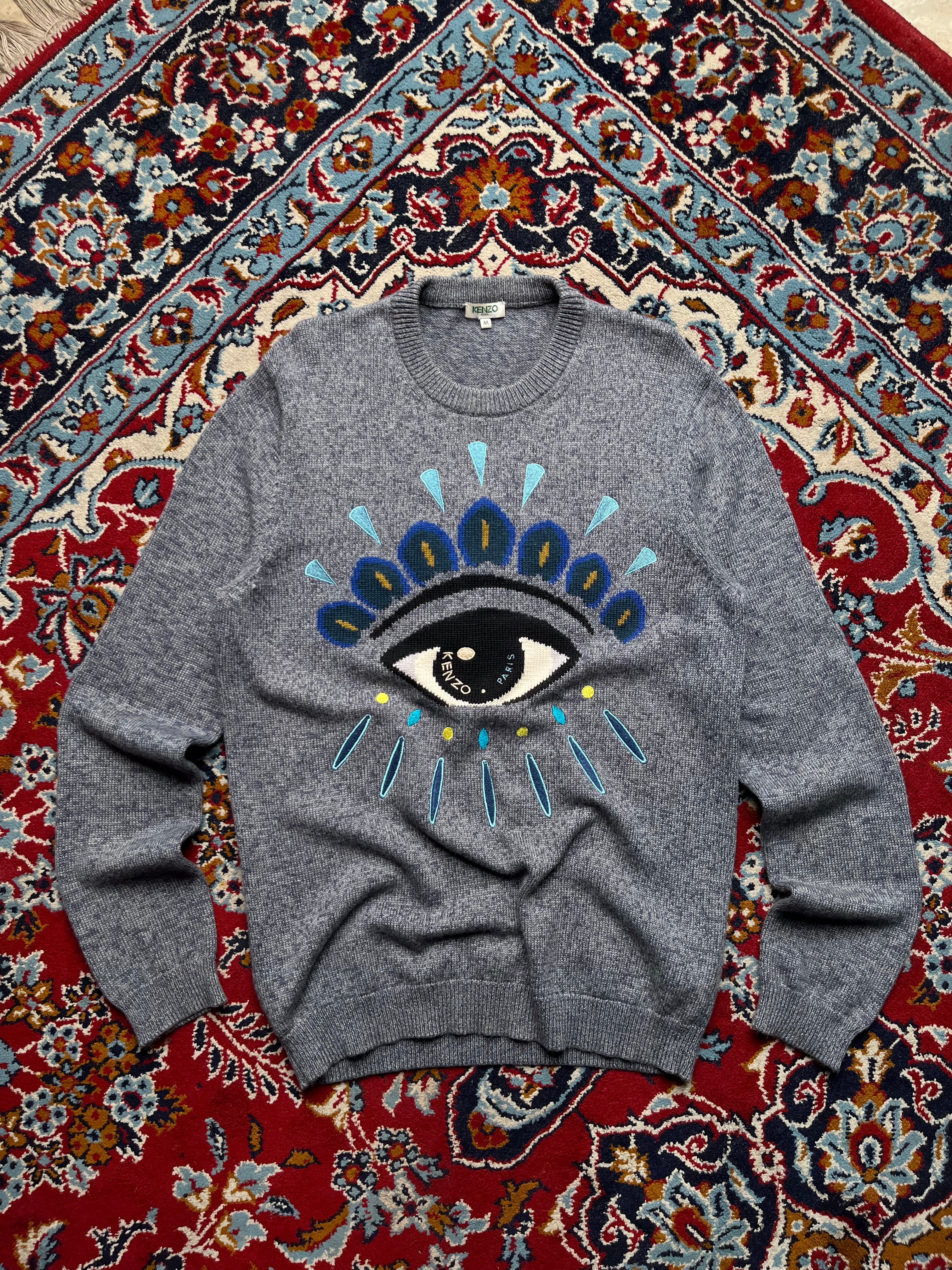 Kenzo Paris Iconic Evil Eye Knit Crewneck Sweater - M