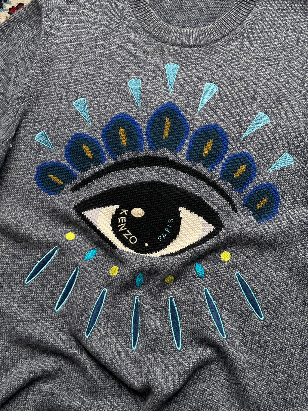 Kenzo Paris Iconic Evil Eye Knit Crewneck Sweater - M
