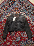 ROXY Women Vintage Distressed Brown Genuine Leather Cropped Jacket - M