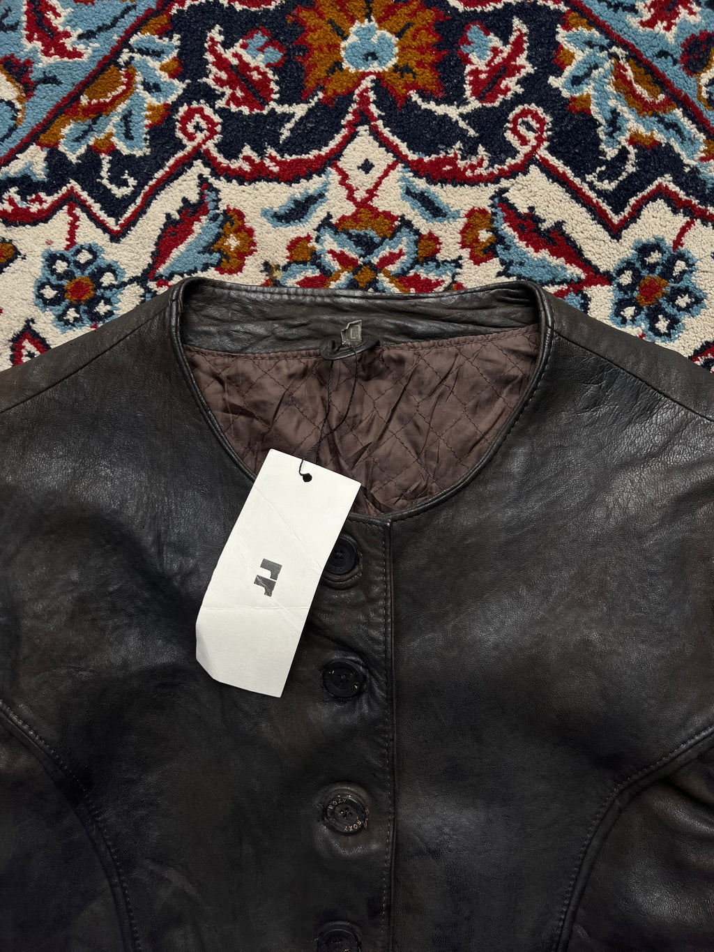 ROXY Women Vintage Distressed Brown Genuine Leather Cropped Jacket - M