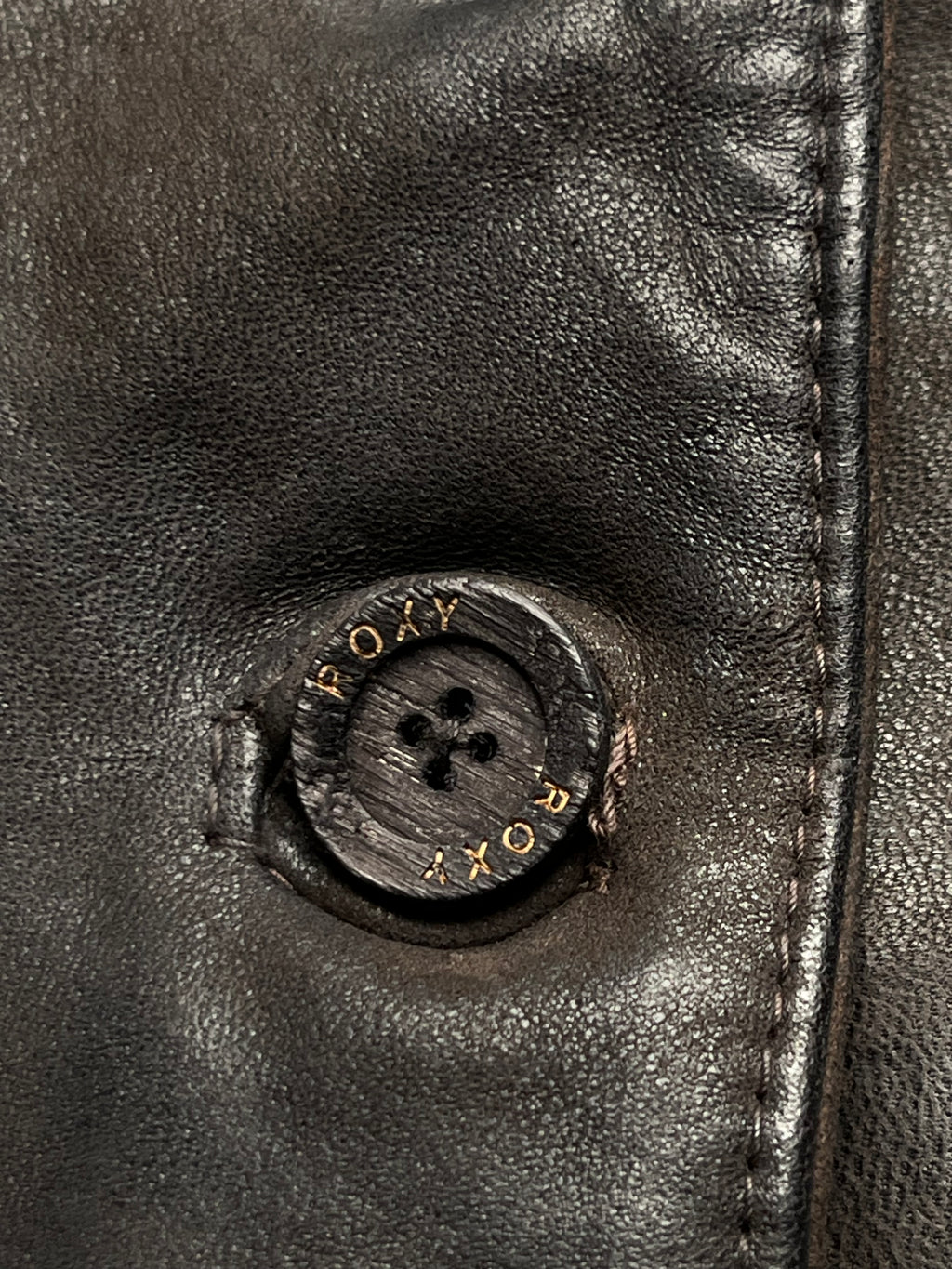 ROXY Women Vintage Distressed Brown Genuine Leather Cropped Jacket - M