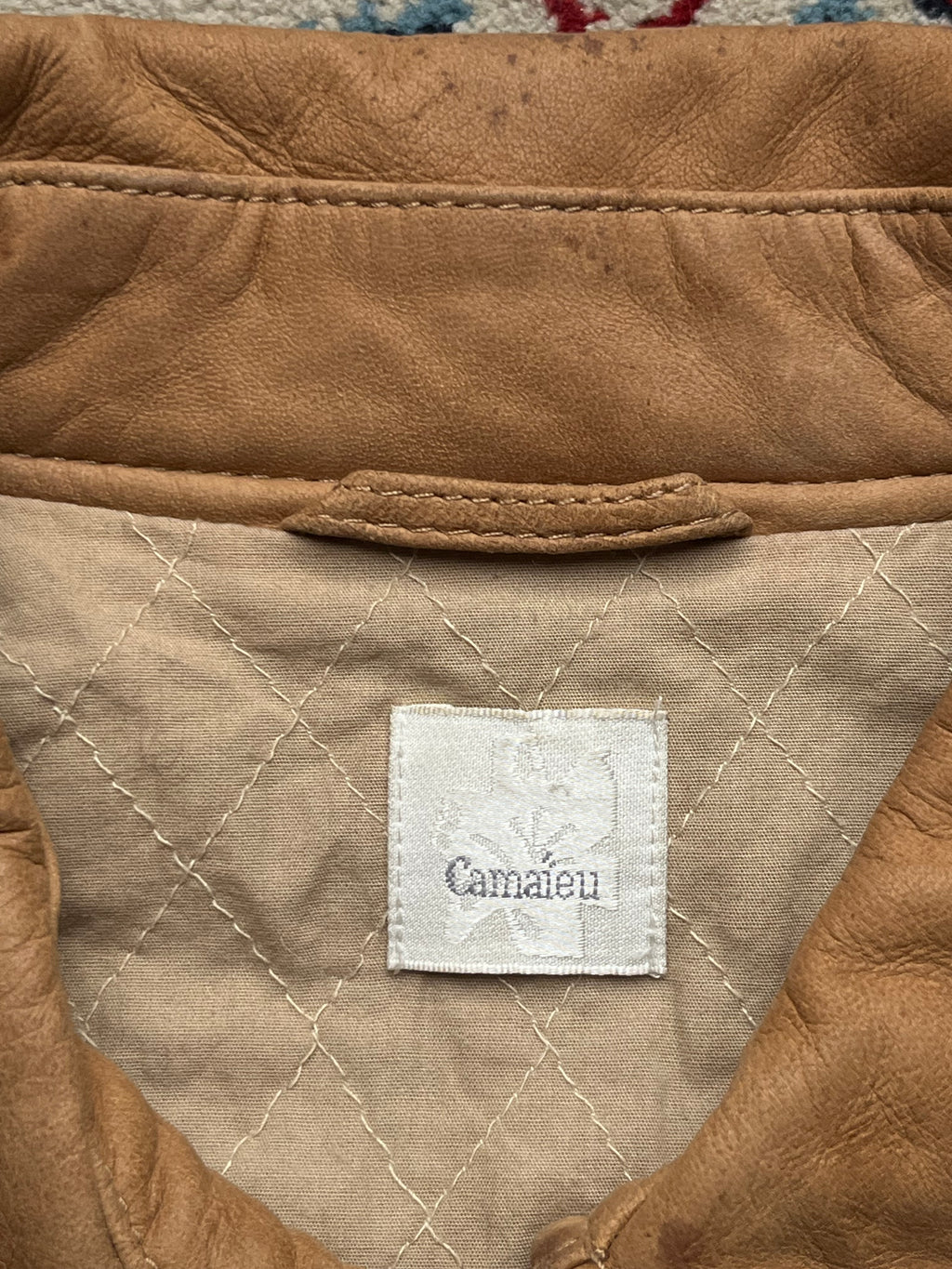 Vintage Camaïeu Tan Leather Bomber Jacket - L