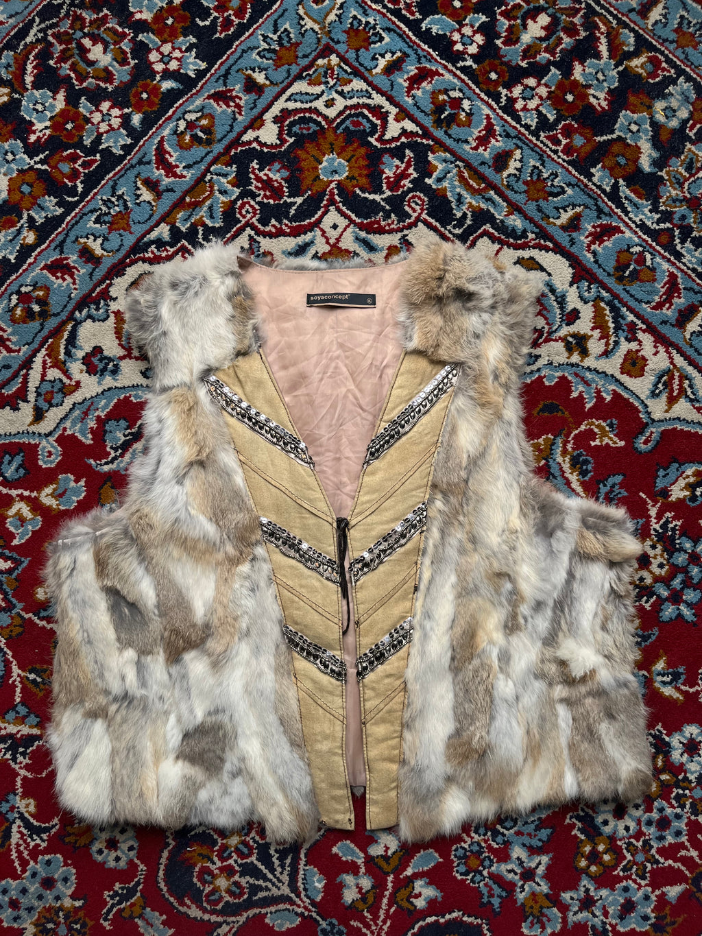 Soyaconcept Womens ORIGINAL RABBIT Fur Vest - L