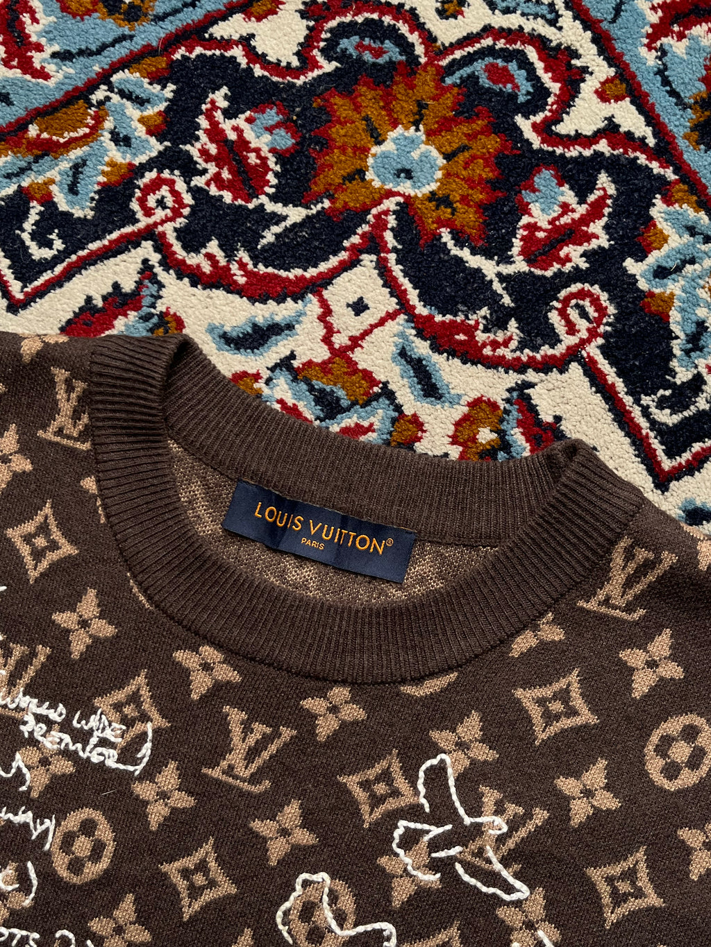 Louis Vuitton Virgil Abloh Monogram Jacquard Knit Sweater - M