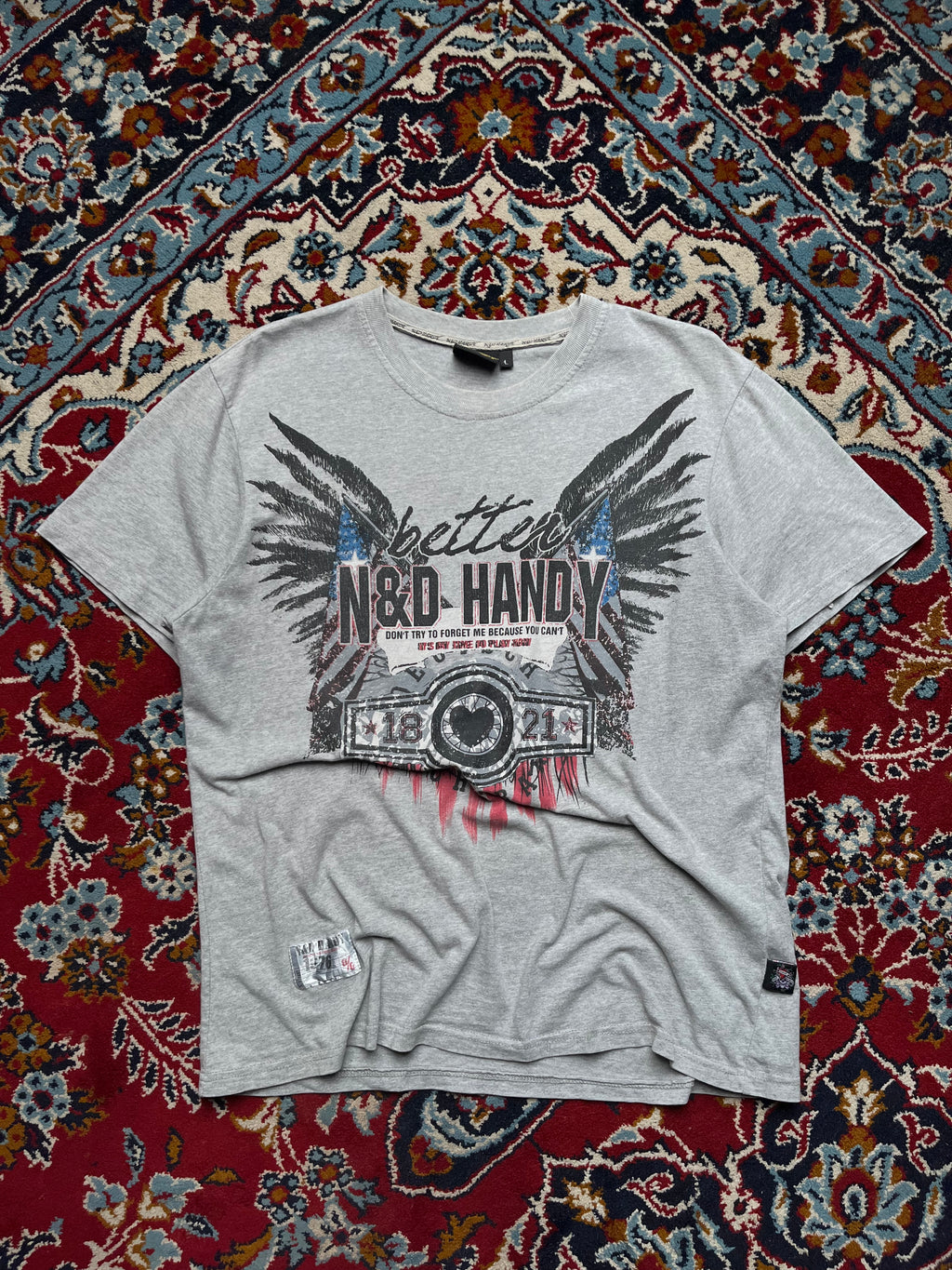 Vintage N&D Hardy Wings Graphic Grey Tee - M
