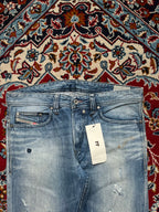 Diesel Safado Regular Straight Fit Light Washed Distressed JEANS - 34