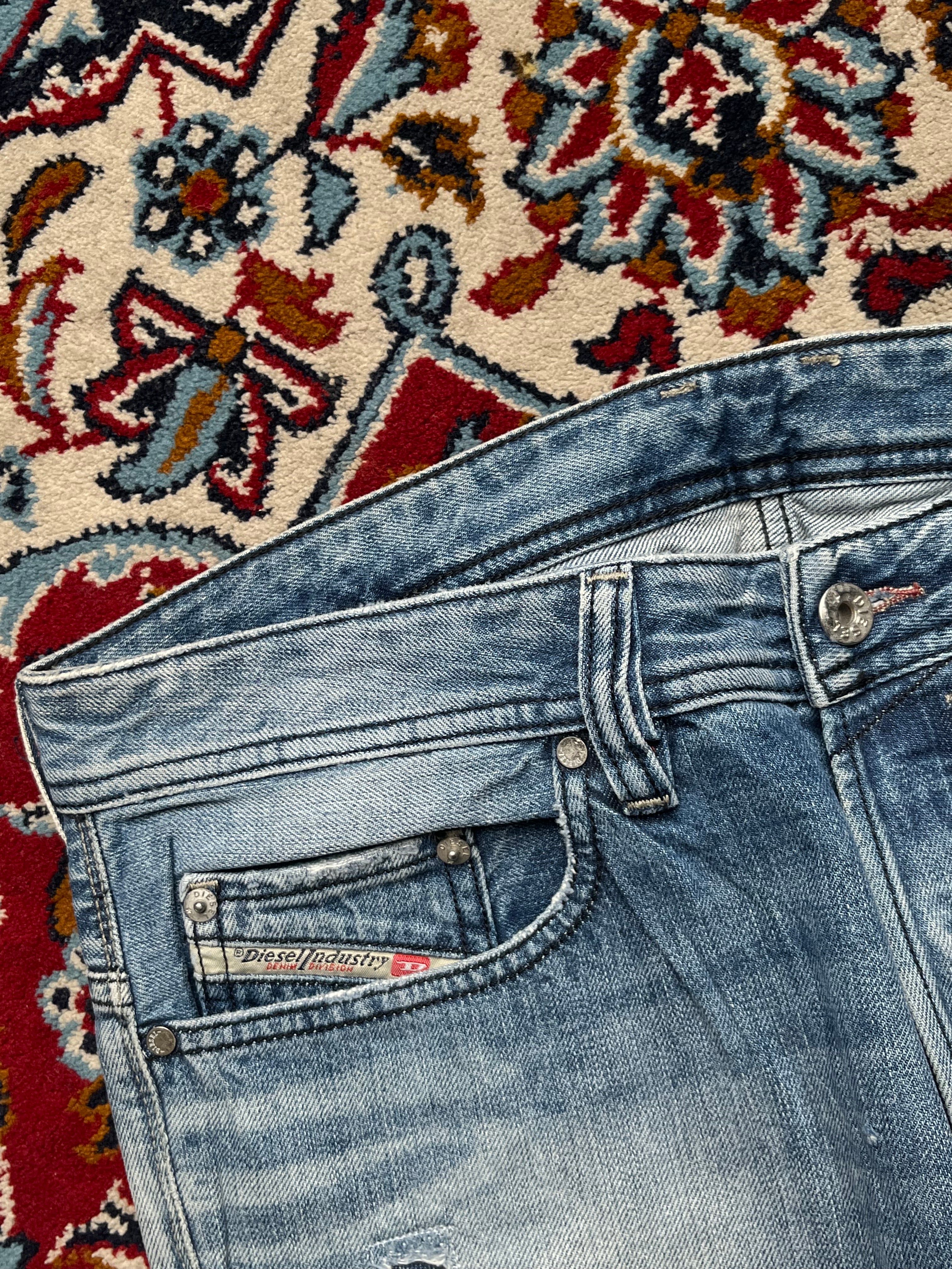 Diesel Safado Regular Straight Fit Light Washed Distressed JEANS - 34