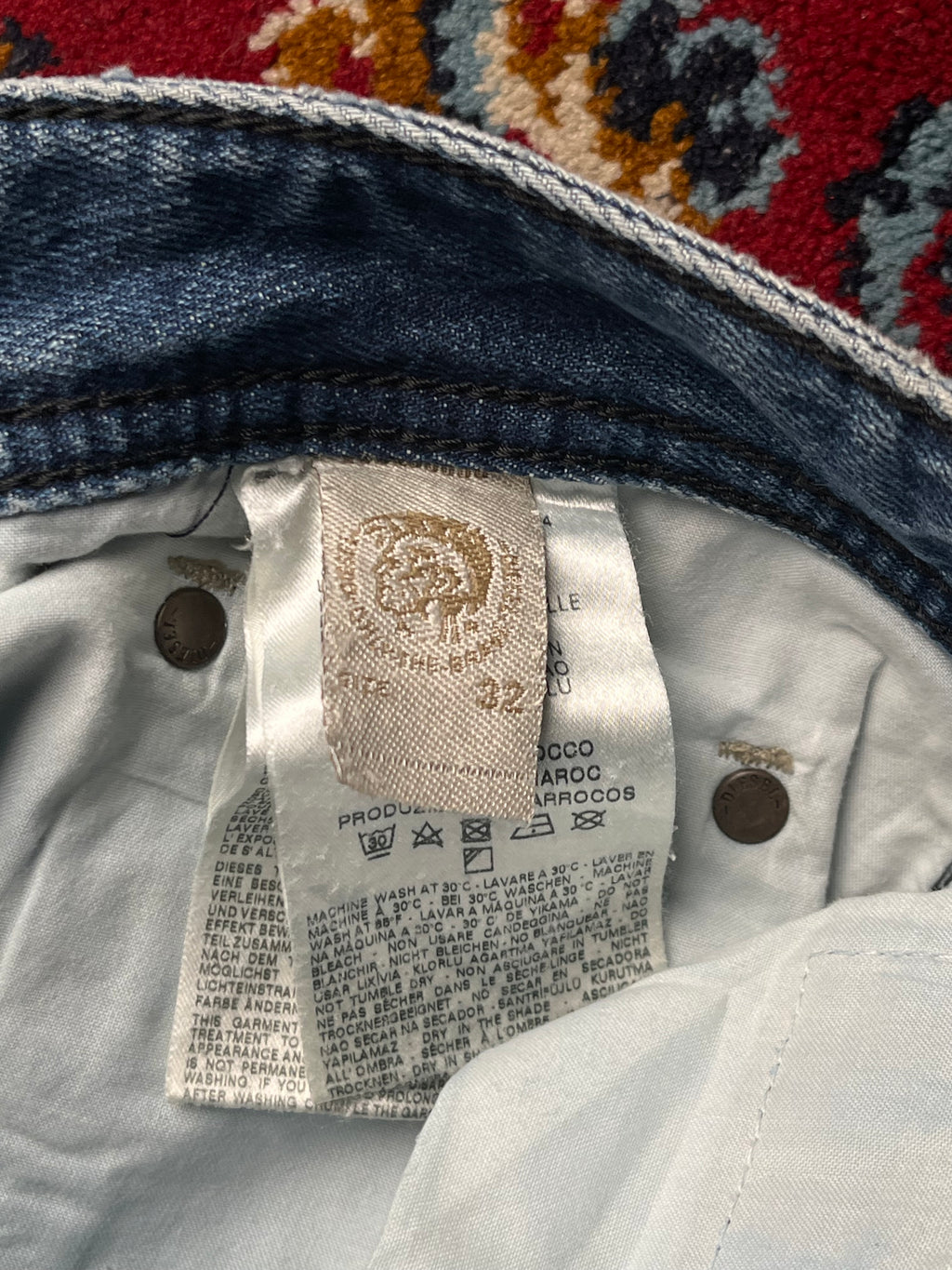 Diesel Safado Regular Straight Fit Light Washed Distressed JEANS - 34