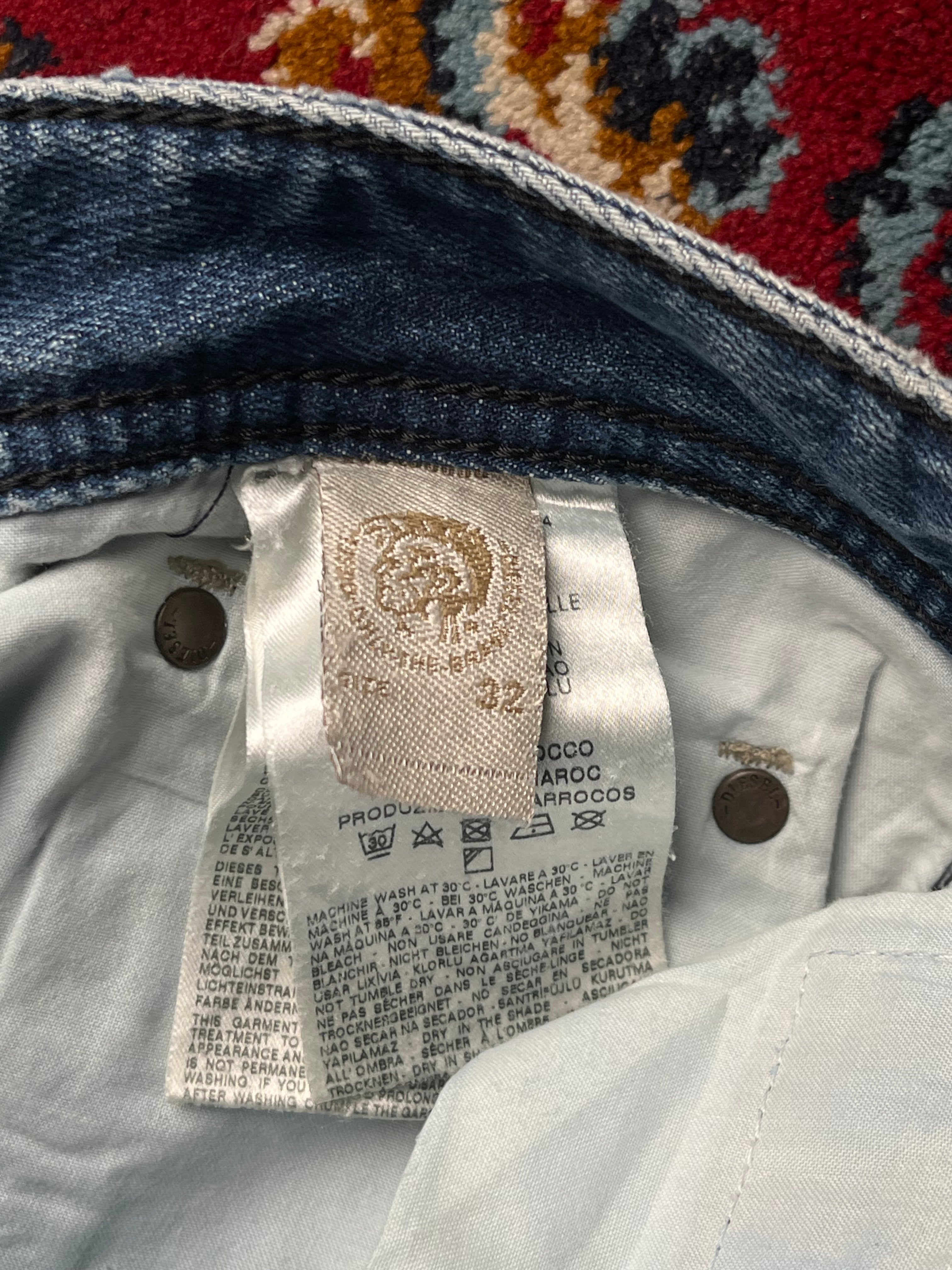 Diesel Safado Regular Straight Fit Light Washed Distressed JEANS - 34