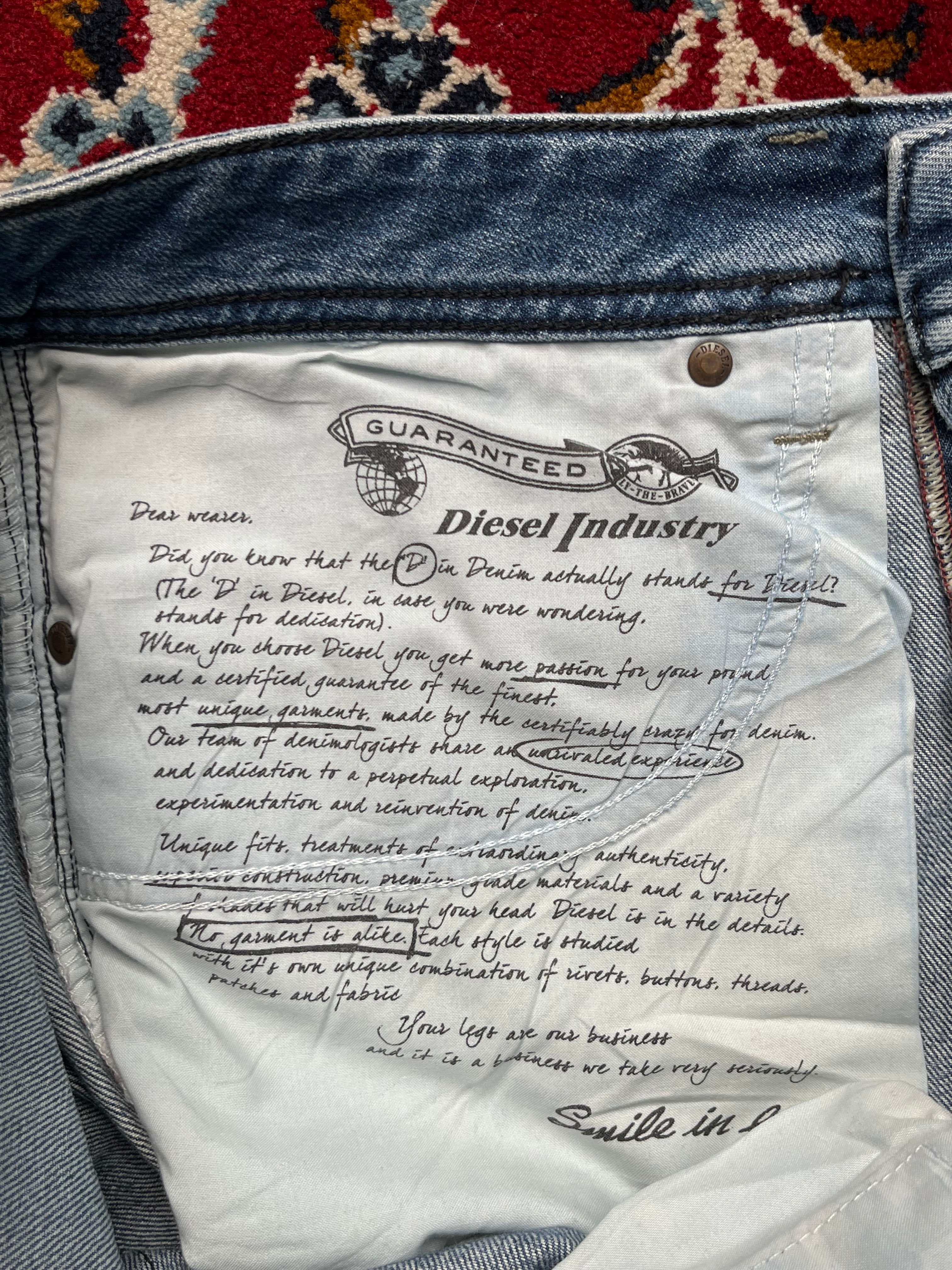 Diesel Safado Regular Straight Fit Light Washed Distressed JEANS - 34