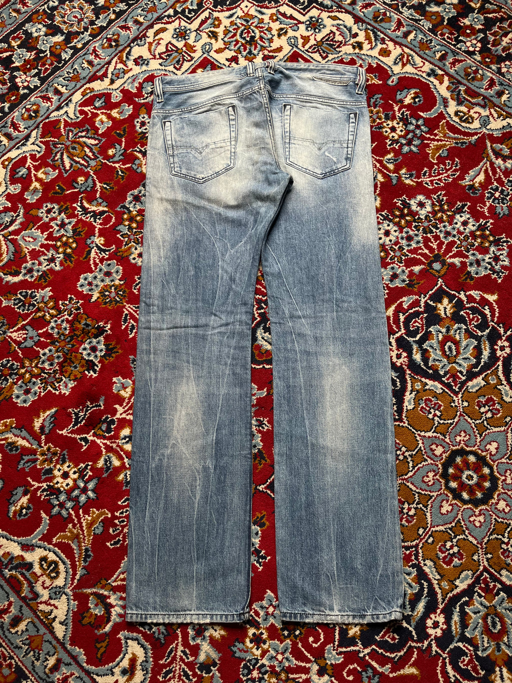 Diesel Safado Regular Straight Fit Light Washed Distressed JEANS - 34