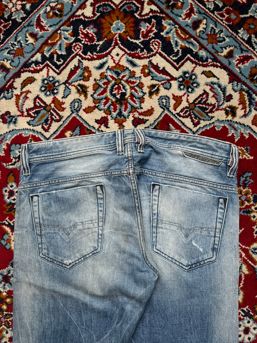 Diesel Safado Regular Straight Fit Light Washed Distressed JEANS - 34