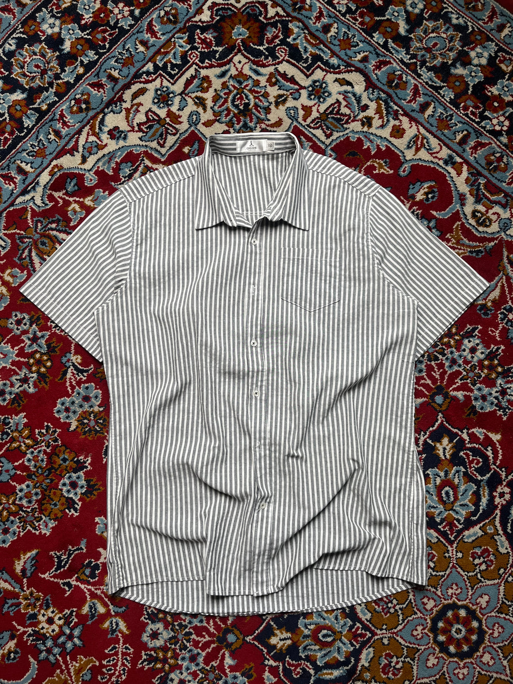 OKKANE Striped Soft Cotton Button Down Shirt - XL