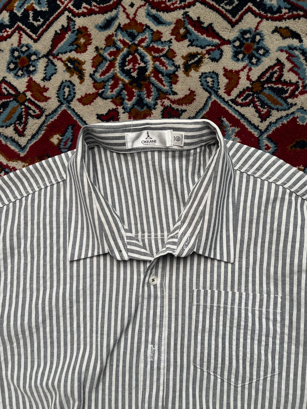 OKKANE Striped Soft Cotton Button Down Shirt - XL