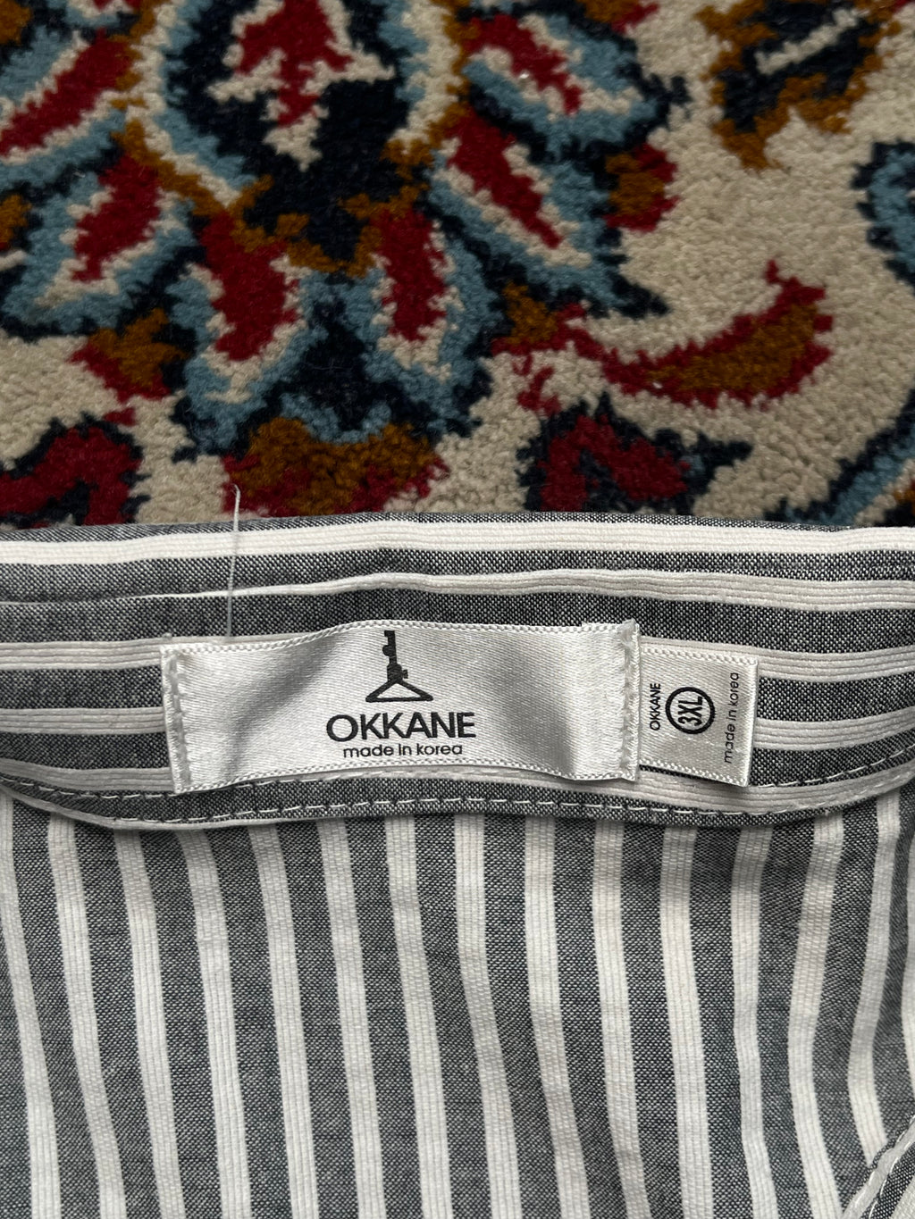 OKKANE Striped Soft Cotton Button Down Shirt - XL