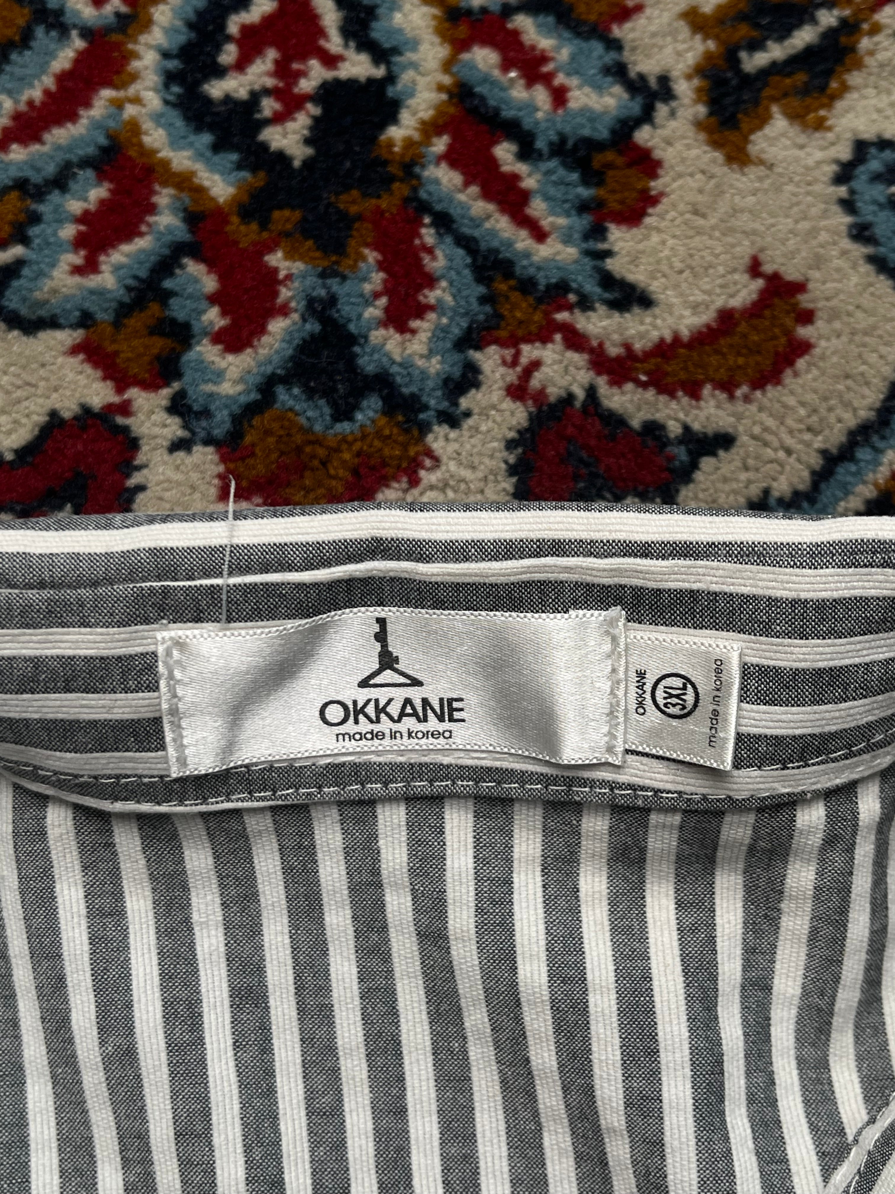 OKKANE Striped Soft Cotton Button Down Shirt - XL