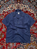 MERONA BLUE EMBROIDRED LINEN BUTTON DOWN SHIRT - M