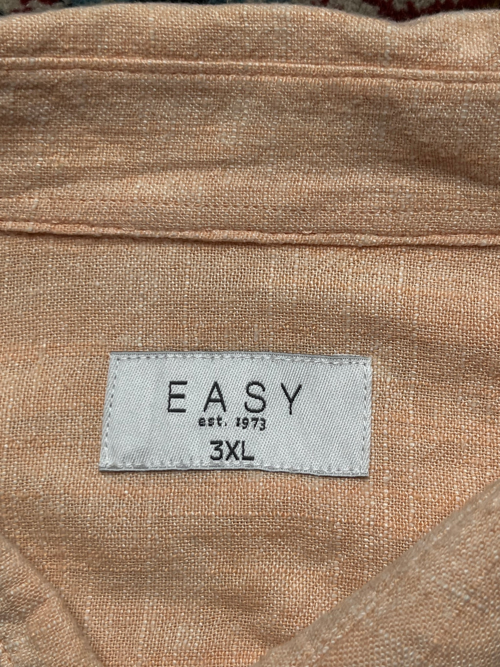 EASY Peach Textured BOXY FIT Linen Button Down Shirt - XXL