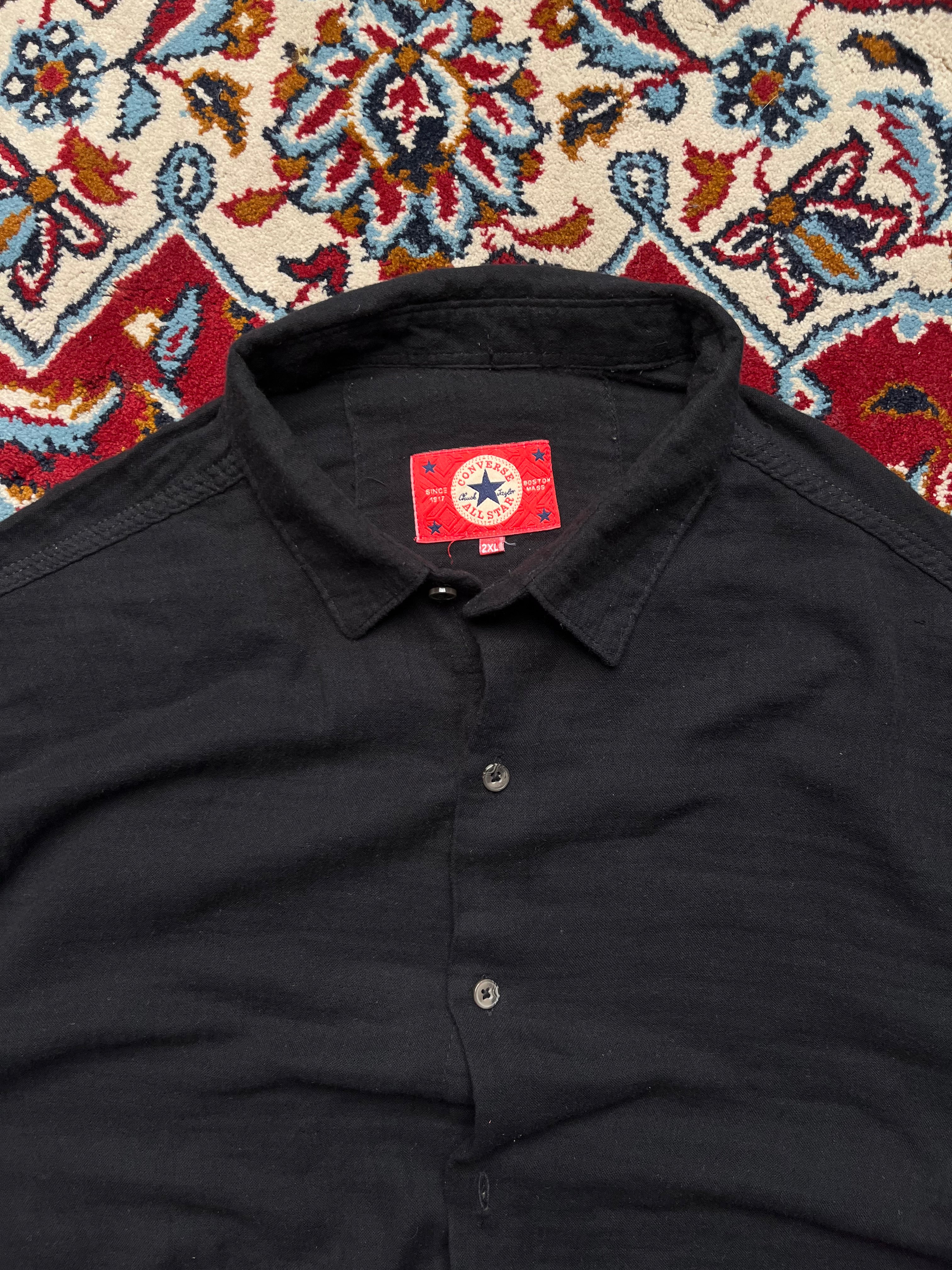 CONVERSE ALL STAR BLACK Linen BUTTON DOWN SHIRT - XL