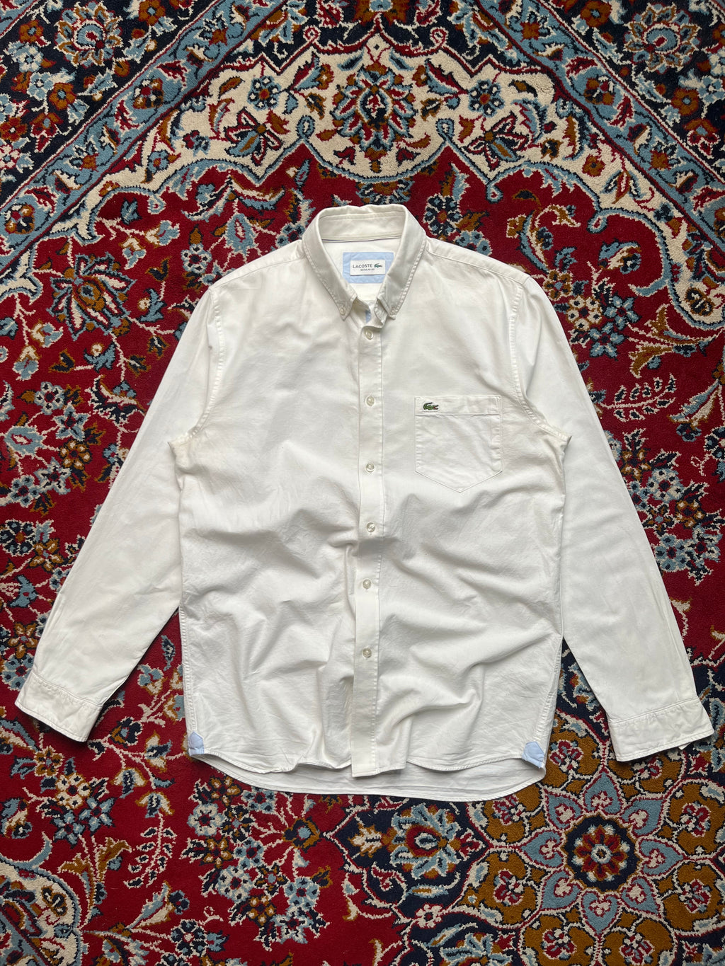 LACOSTE REGULAR FIT WHITE Button Down Shirt - M