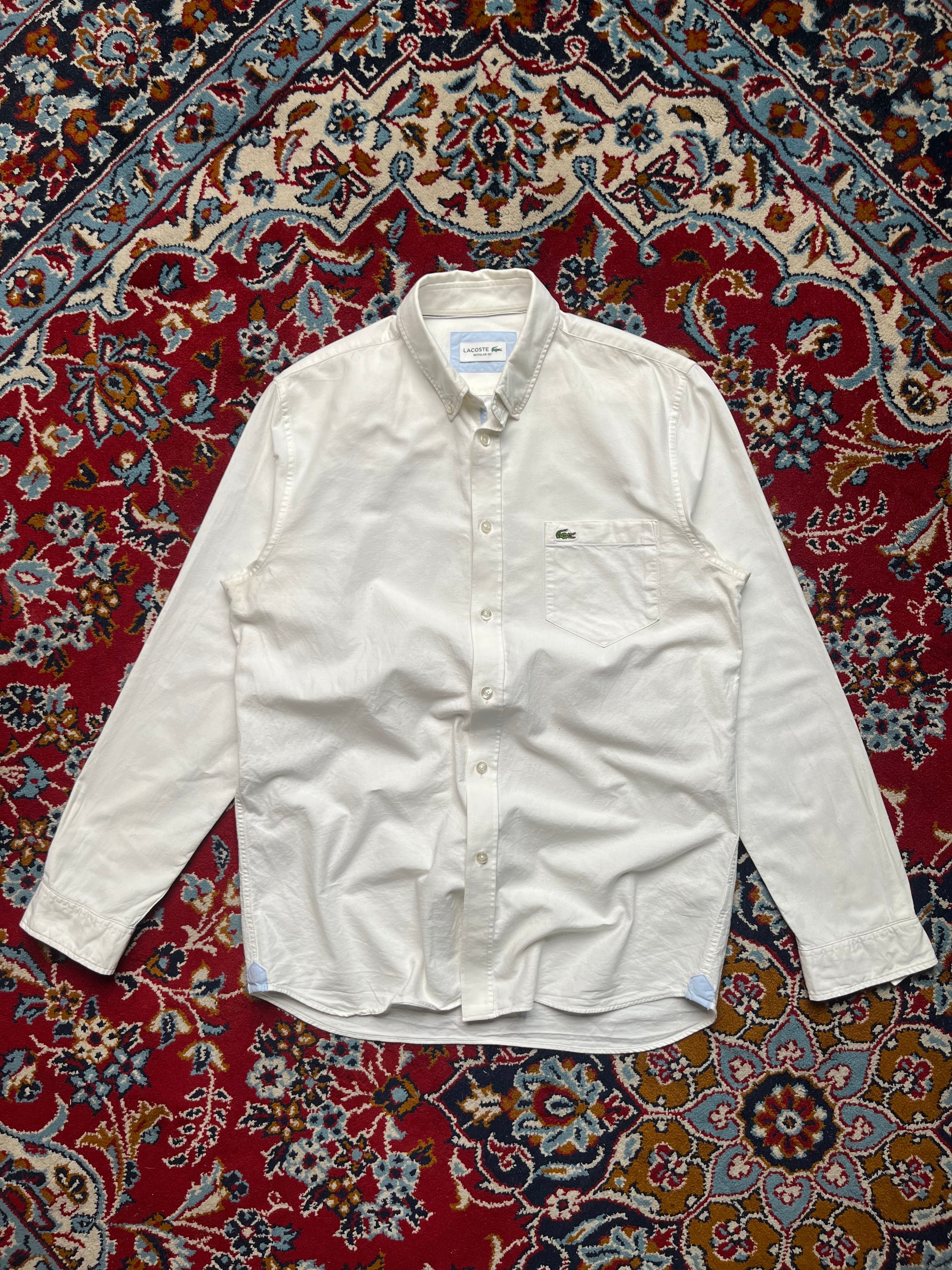 LACOSTE REGULAR FIT WHITE Button Down Shirt - M