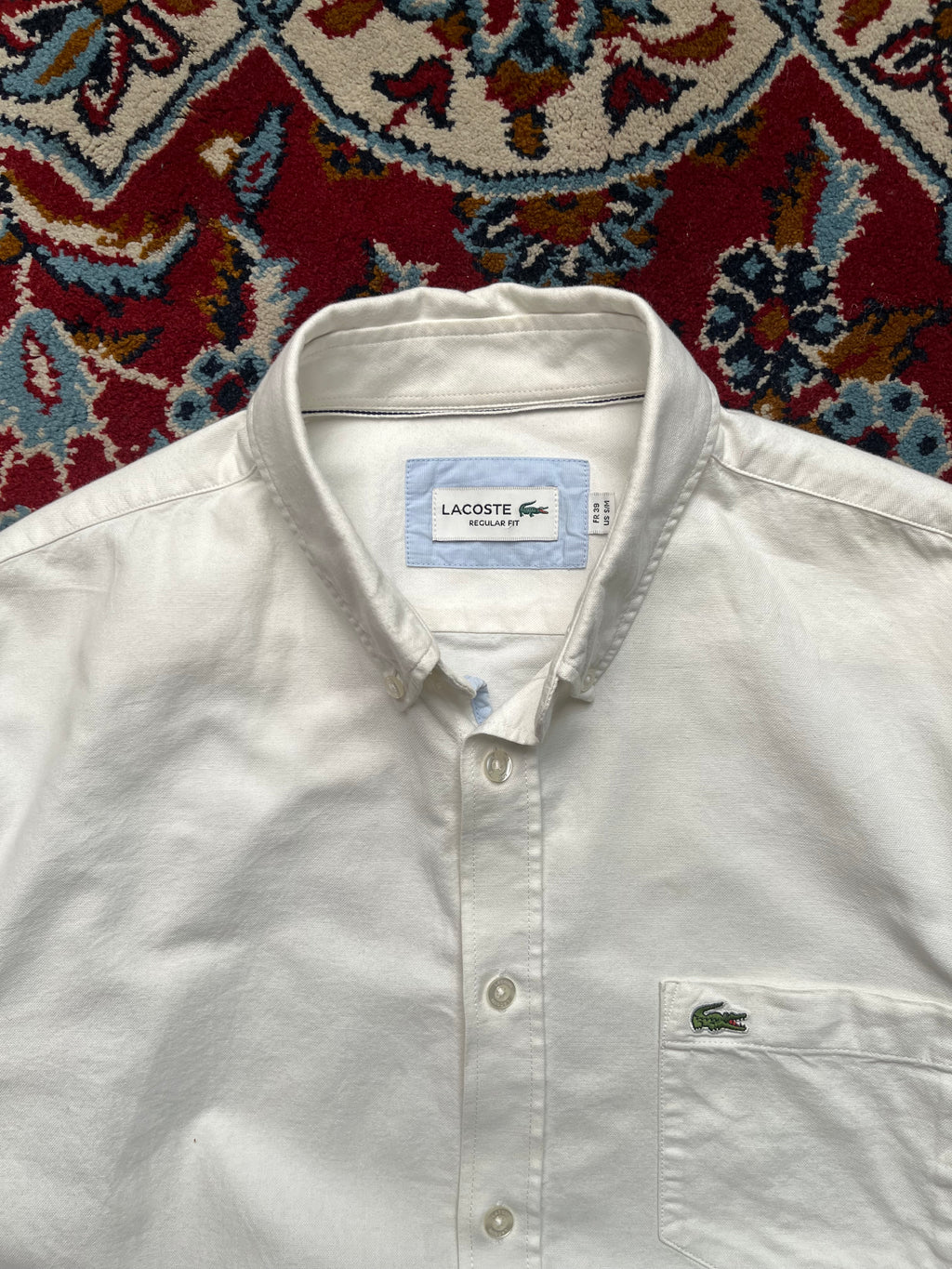 LACOSTE REGULAR FIT WHITE Button Down Shirt - M